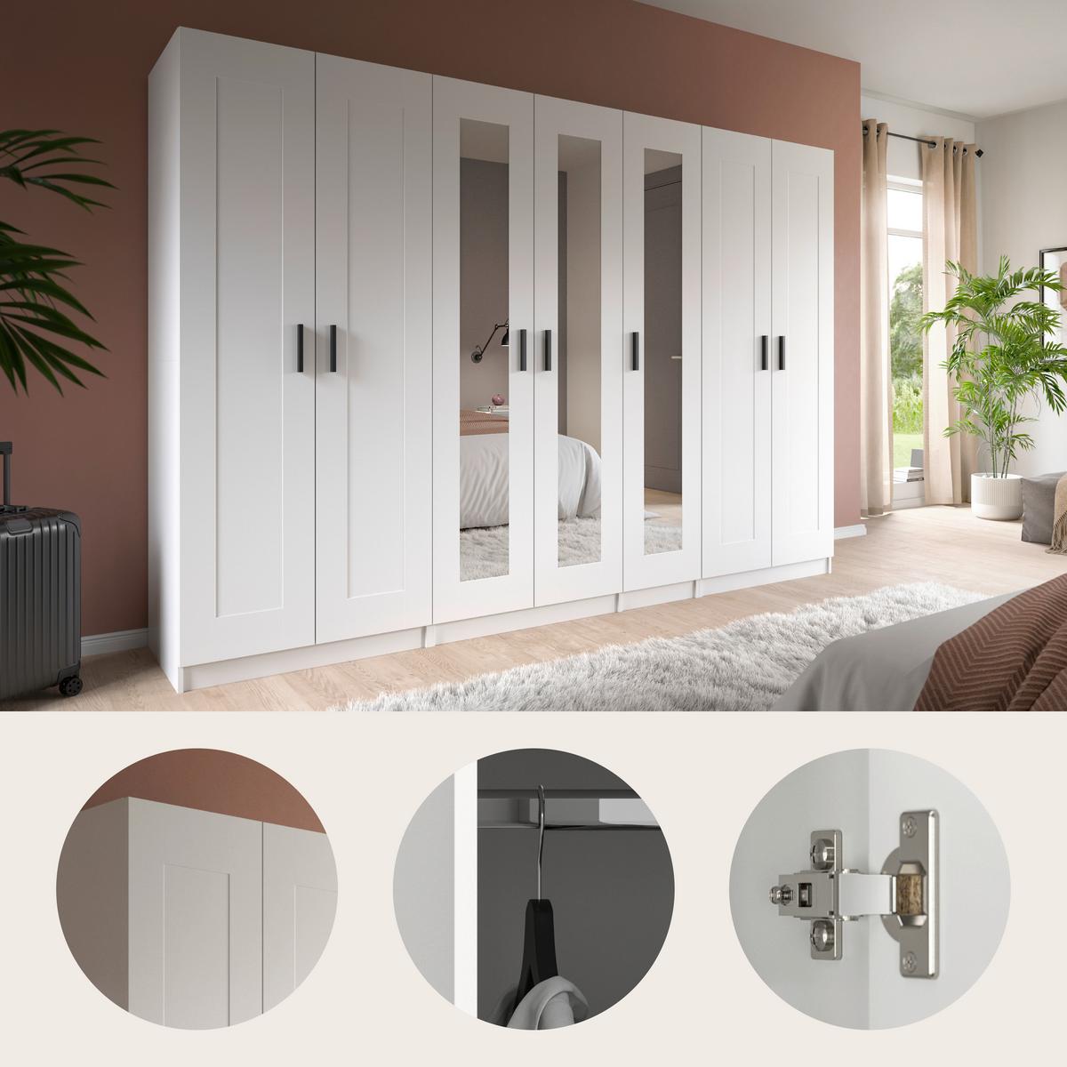 Drehtürenschrank Visby Weiß - Schwarz/Weiß, ROMANTIK / LANDHAUS, Holzwerkstoff/Kunststoff (280/194/56cm) - Livetastic