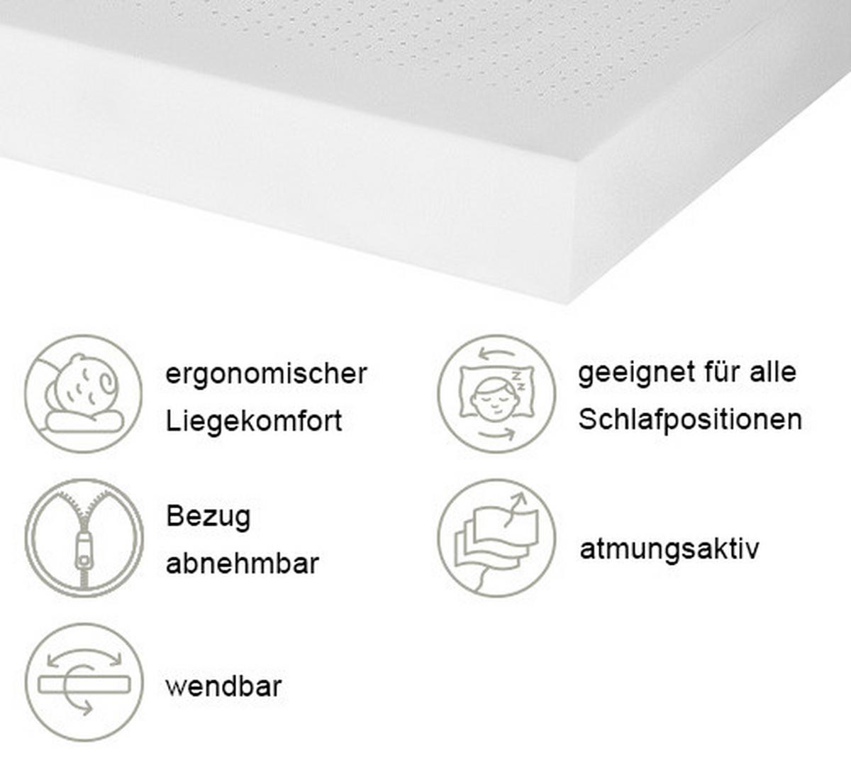 Kaltschaummatratze Air Deluxe H2/3 ca. 80x200cm - Weiß, Basics, Textil (80/200cm) - MID.YOU