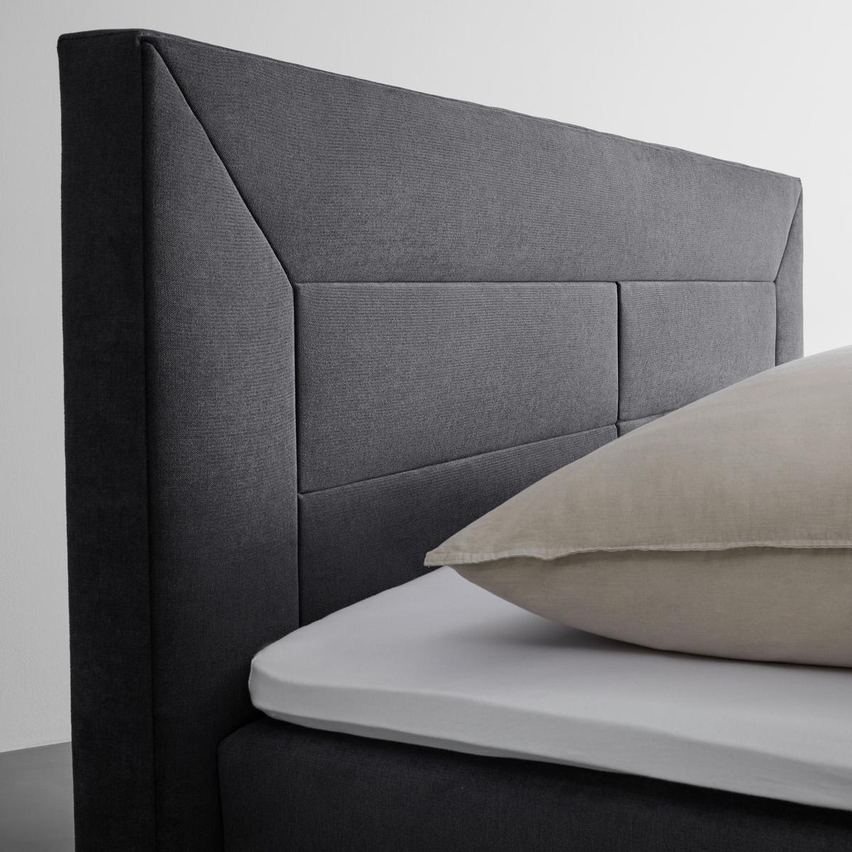 Boxspringbett Maja ca. 180x200 cm Grau mit Topper - Schwarz/Grau, Modern, Holz/Kunststoff (180/200cm) - Bessagi Home