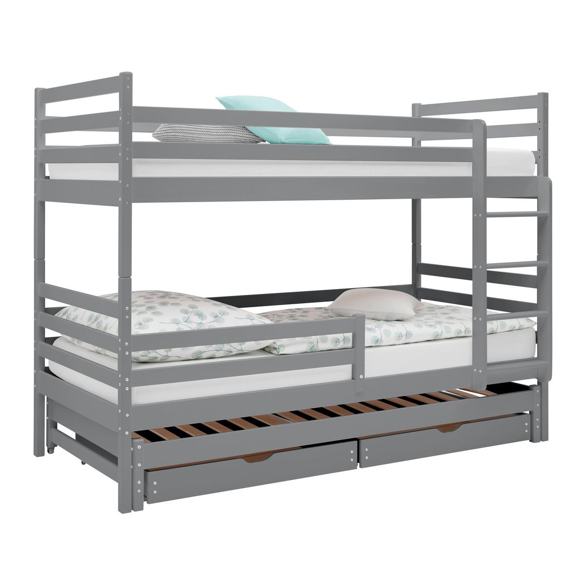 Etagenbett Mila Weiß ca. 90x200cm - Birkefarben/Hellgrau, Holz (90/200cm) - Mömax