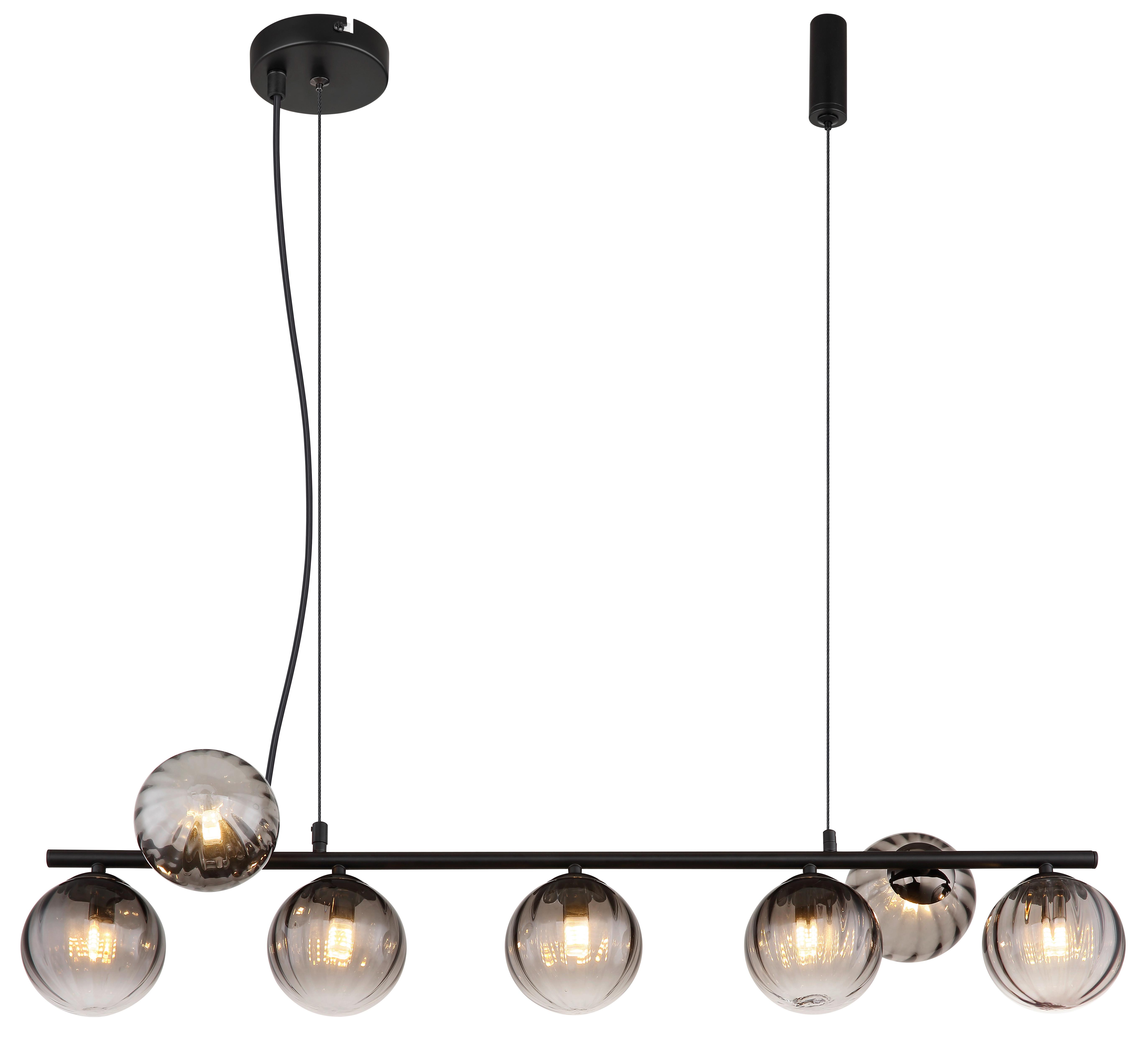 Hängeleuchte Dallerta Rauchfarben max. 10 Watt - Klar/Schwarz, Design, Glas/Kunststoff (95/28/120cm) - Globo