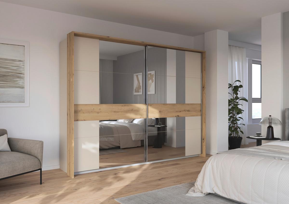 Ormar S Kliznim Vratima Calisto - srebrne boje/hrast Artisan, Trend, drvni materijal/metal (271/210/62cm) - Modern Living
