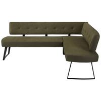 Eckbank in Grün ca. 220x170cm - Dunkelgrau/Schwarz, Modern, Textil/Metall (220/170cm) - Premium Living