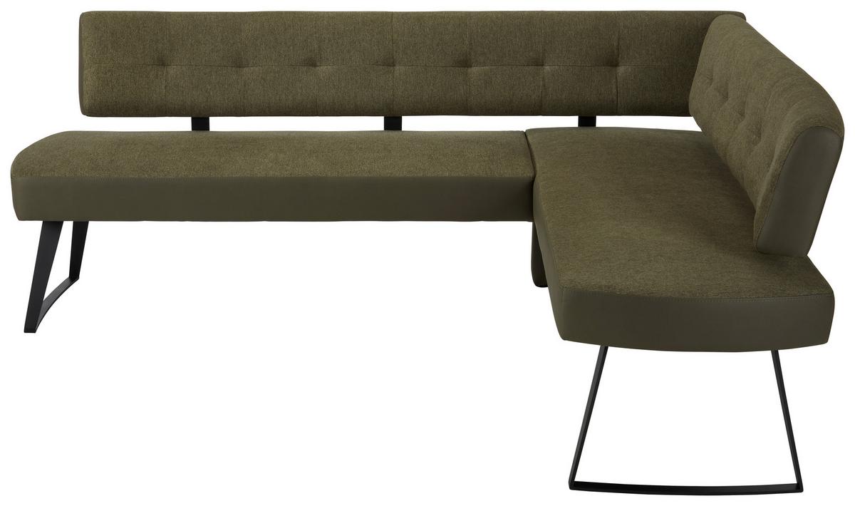 Eckbank in Grün ca. 220x170cm - Dunkelgrau/Schwarz, Modern, Textil/Metall (220/170cm) - Premium Living