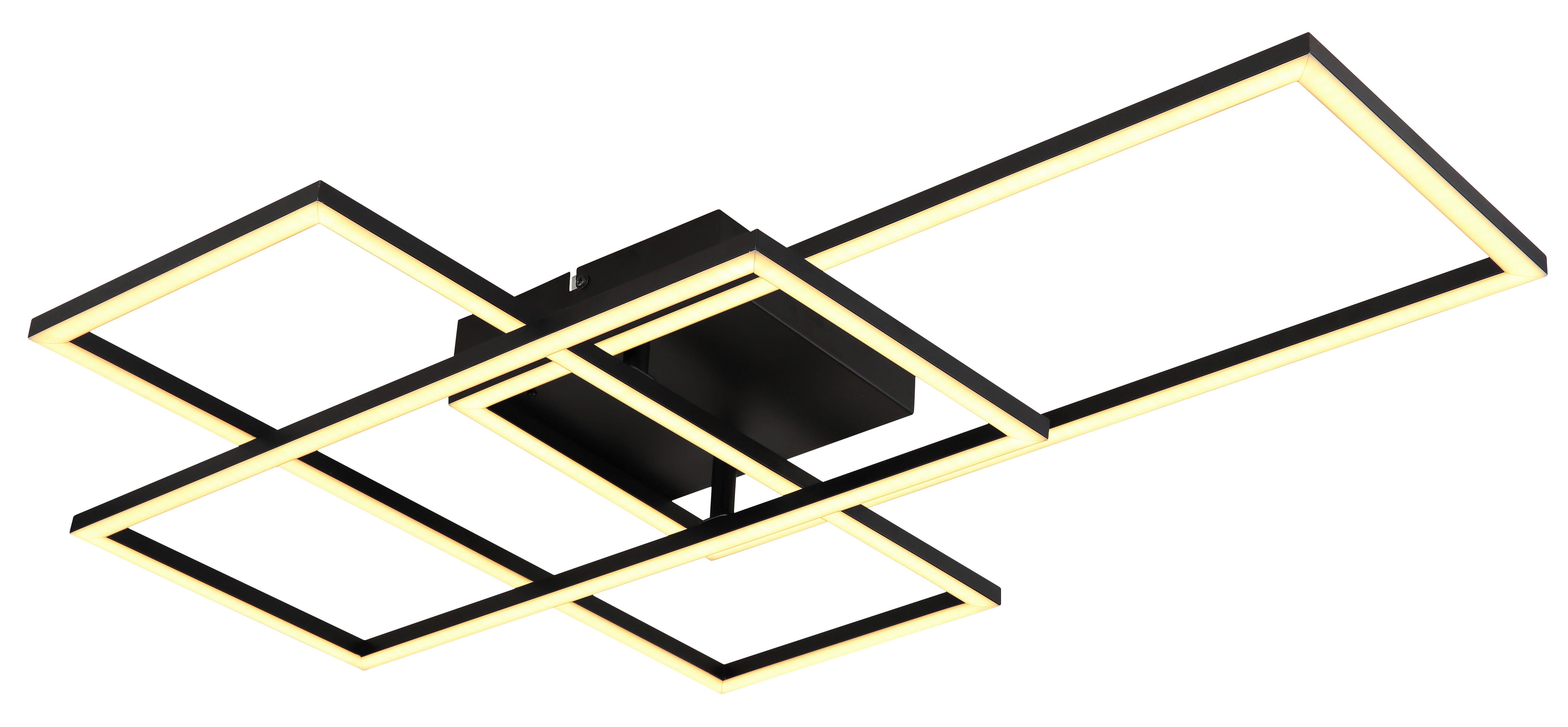 LED-Deckenleuchte Gabriel in Opal/Schwarz max. 40 Watt - Opal/Schwarz, Kunststoff/Metall (73,7/51/9,3cm) - Globo