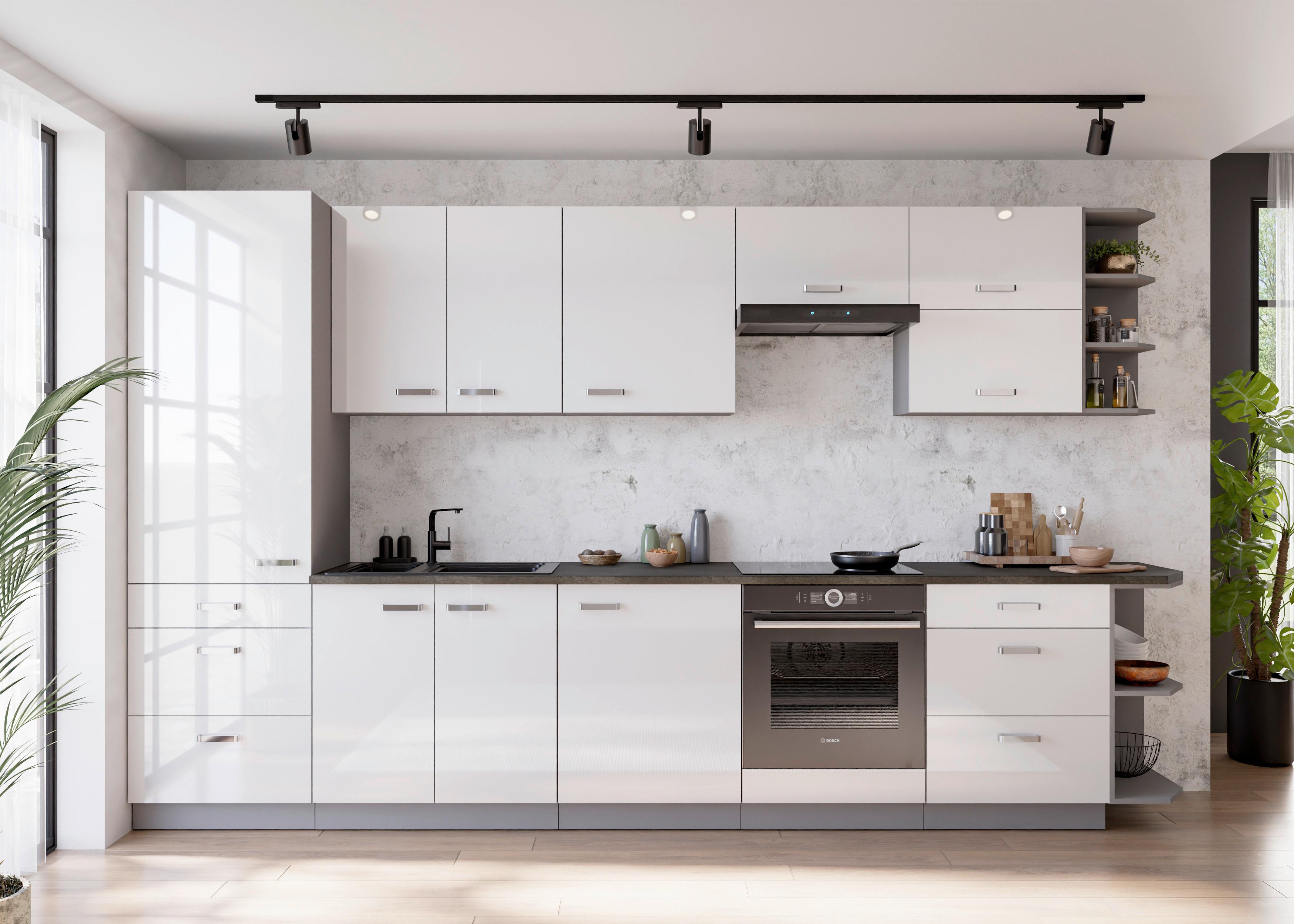 Blok Kuhinja Bianca - boja hroma/siva, Moderno, metal/pločasti materijal (350/214/60cm) - Modern Living