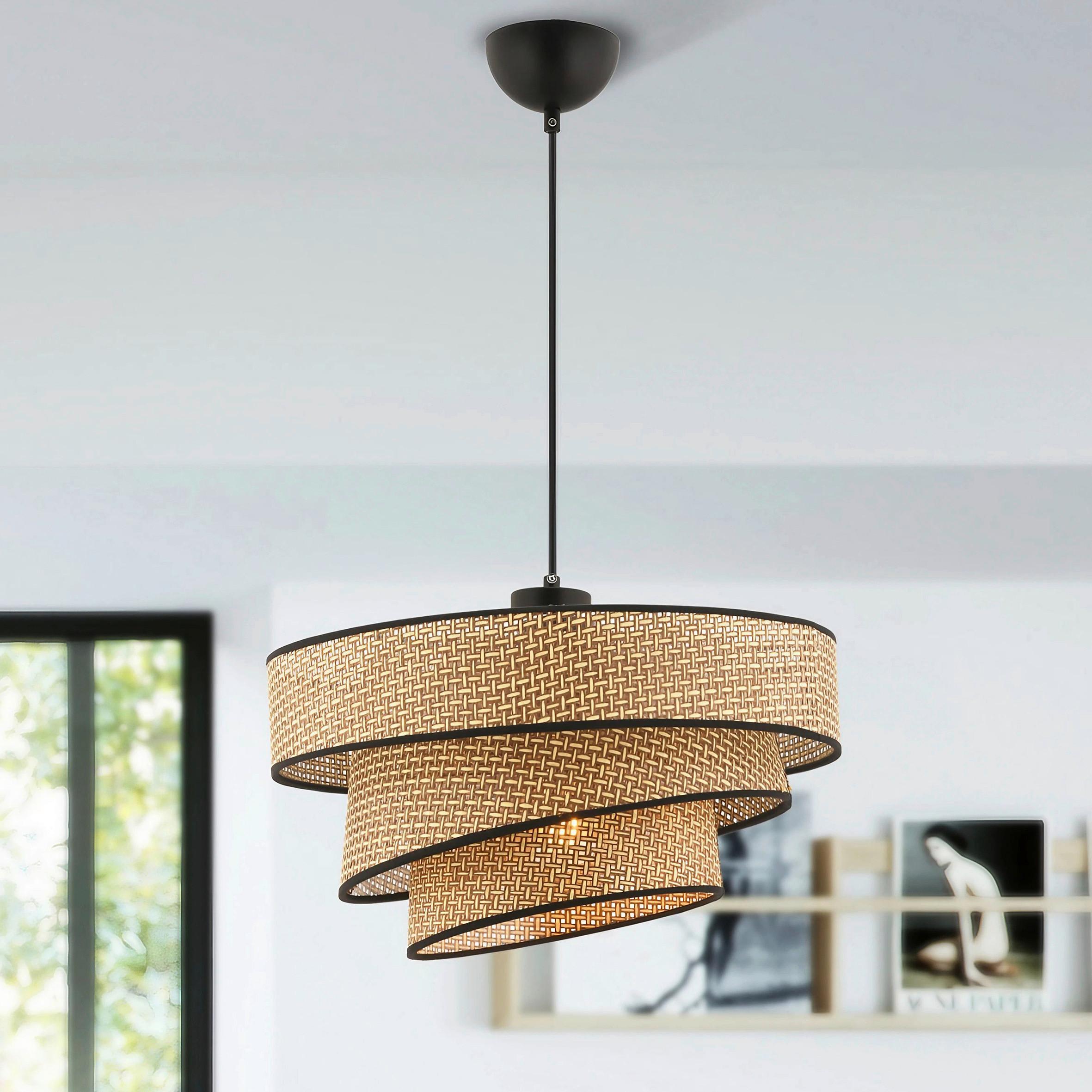 LAMPA WISZĄCA COUPER HAZERAN - BEIGE, BLACK - beżowy/czarny, Design, metal/tkanina (40/72cm) - P & B