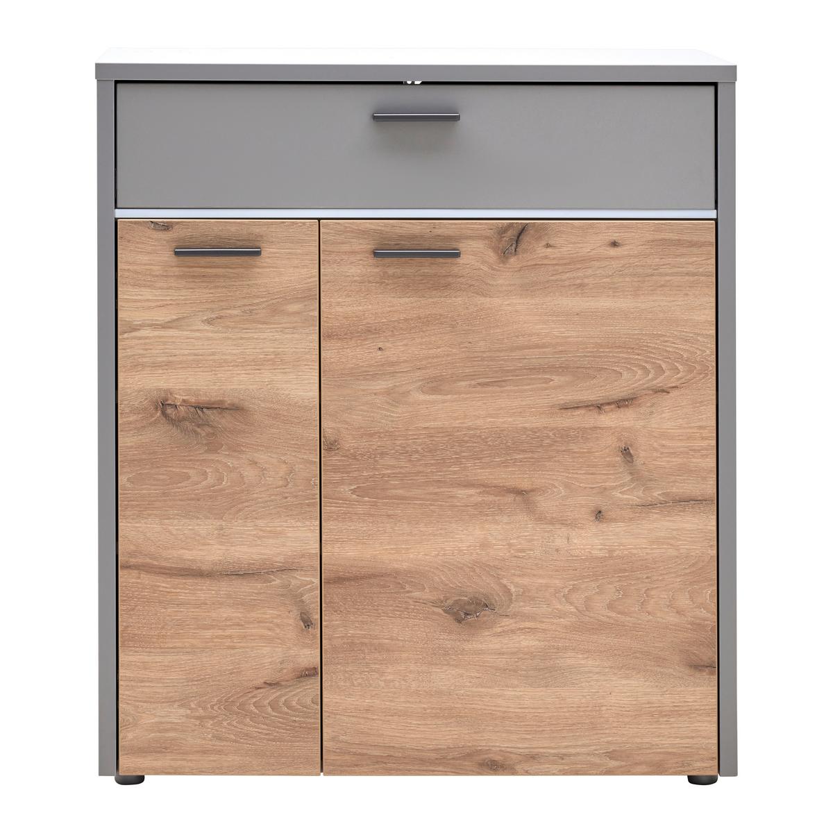 Schuhschrank Dynamic Grau/Eichefarben - Wildeiche/Hellgrau, Modern, Holzwerkstoff (80/92/37cm) - Mömax