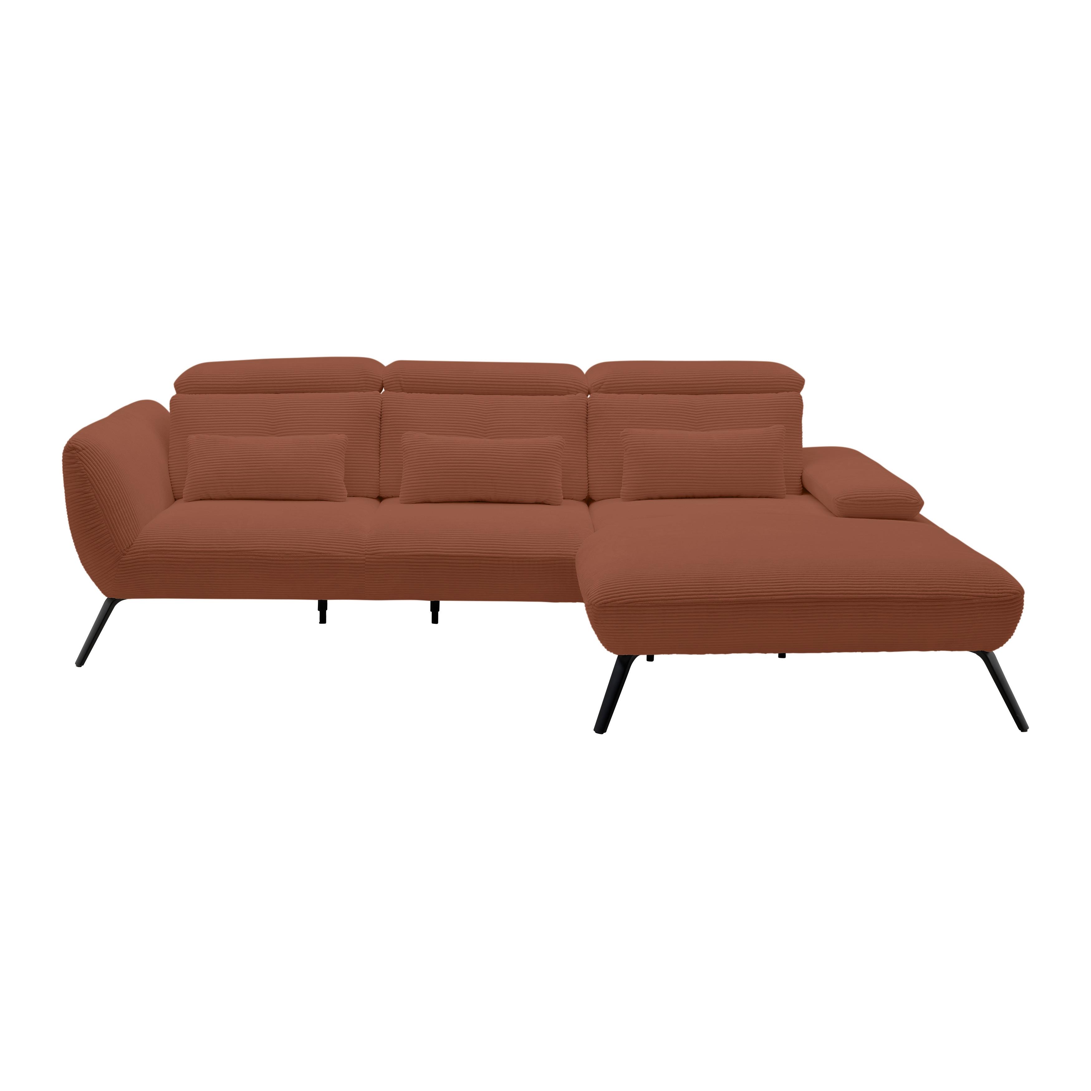 Wohnlandschaft Seattle Kupferfarben - Schwarz/Weiß, MODERN, Holzwerkstoff/Textil (301/196cm) - Premium Living