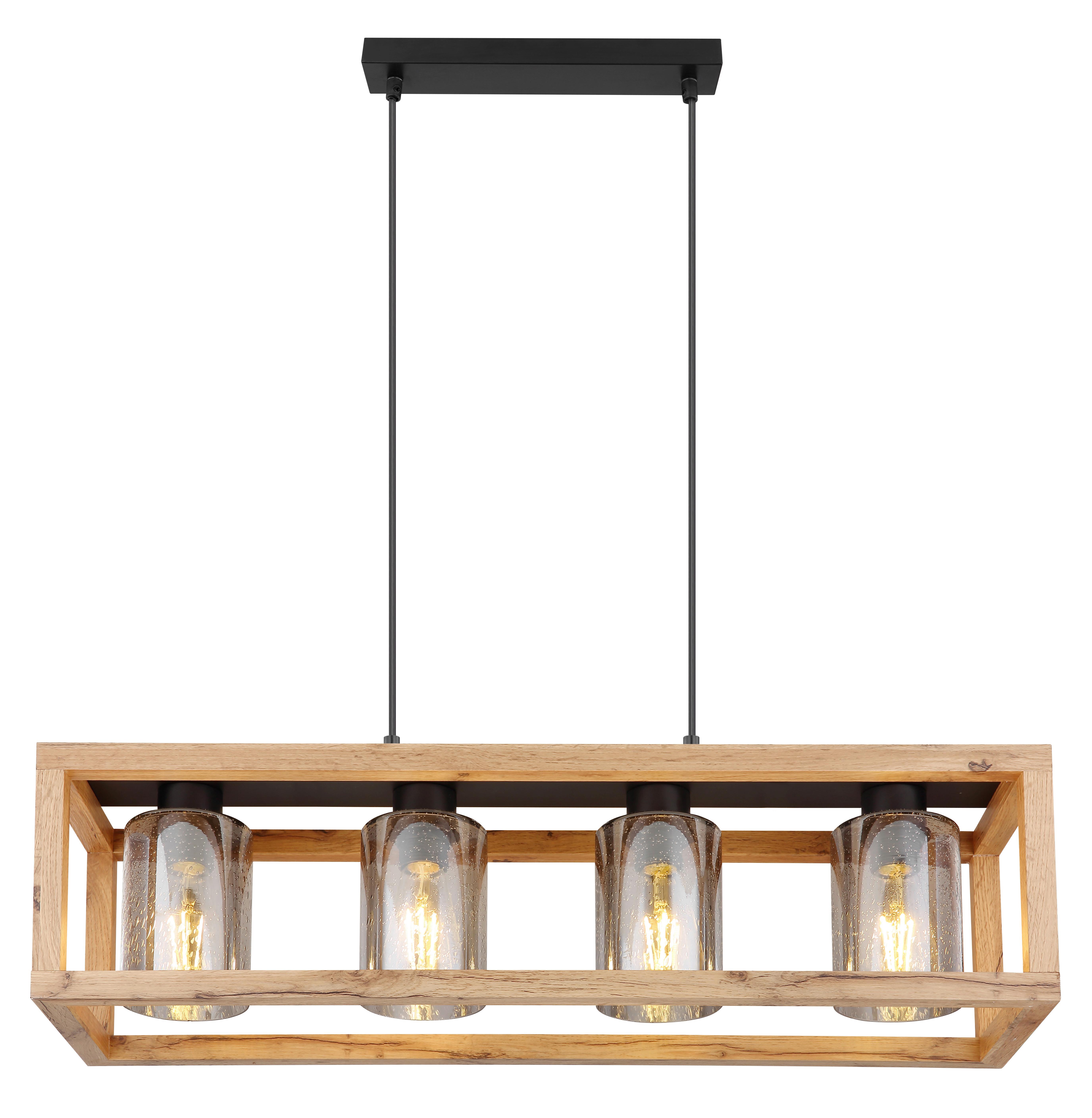 Hängeleuchte Pettey max. 40 Watt - Dunkelbraun/Schwarz, ROMANTIK / LANDHAUS, Glas/Holzwerkstoff (75/20/120cm)