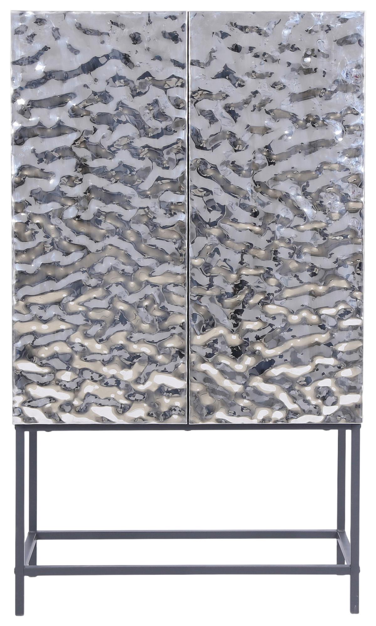 Highboard Marlene Schwarz/Edelstahlfarben - Edelstahlfarben/Schwarz, Design, Holzwerkstoff/Metall (80/140/40cm) - Mömax