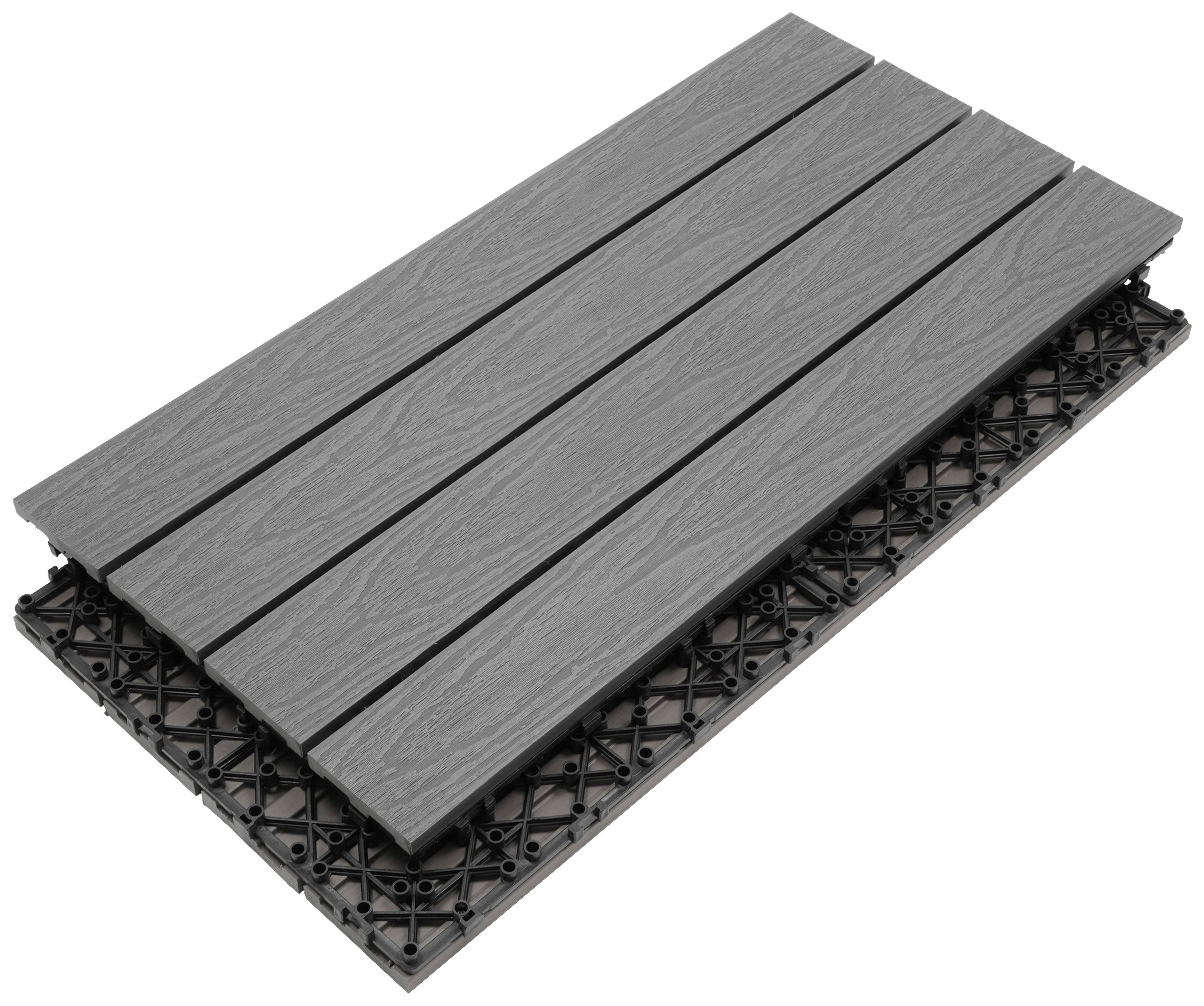 PŁYTKA TARASOWA PREMIUM 6-CZĘŚCIOWY - szary, Konventionell, materiał drewnopochodny (30/60/2,1cm) - Ambia Garden