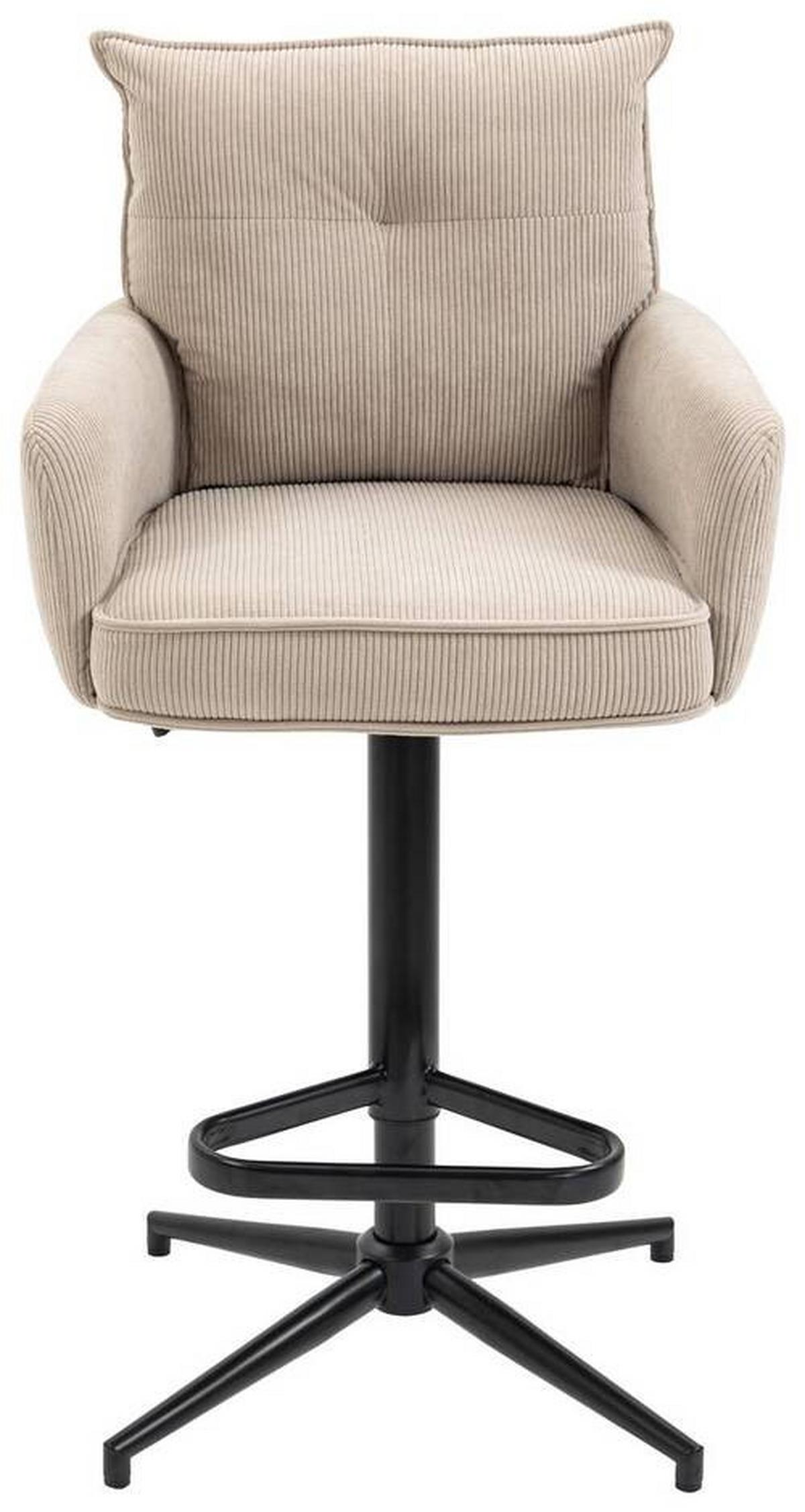 STOŁEK BAROWY POINT - beżowy/kremowy, Design, metal/tkanina (54/98-120/58cm) - Novel