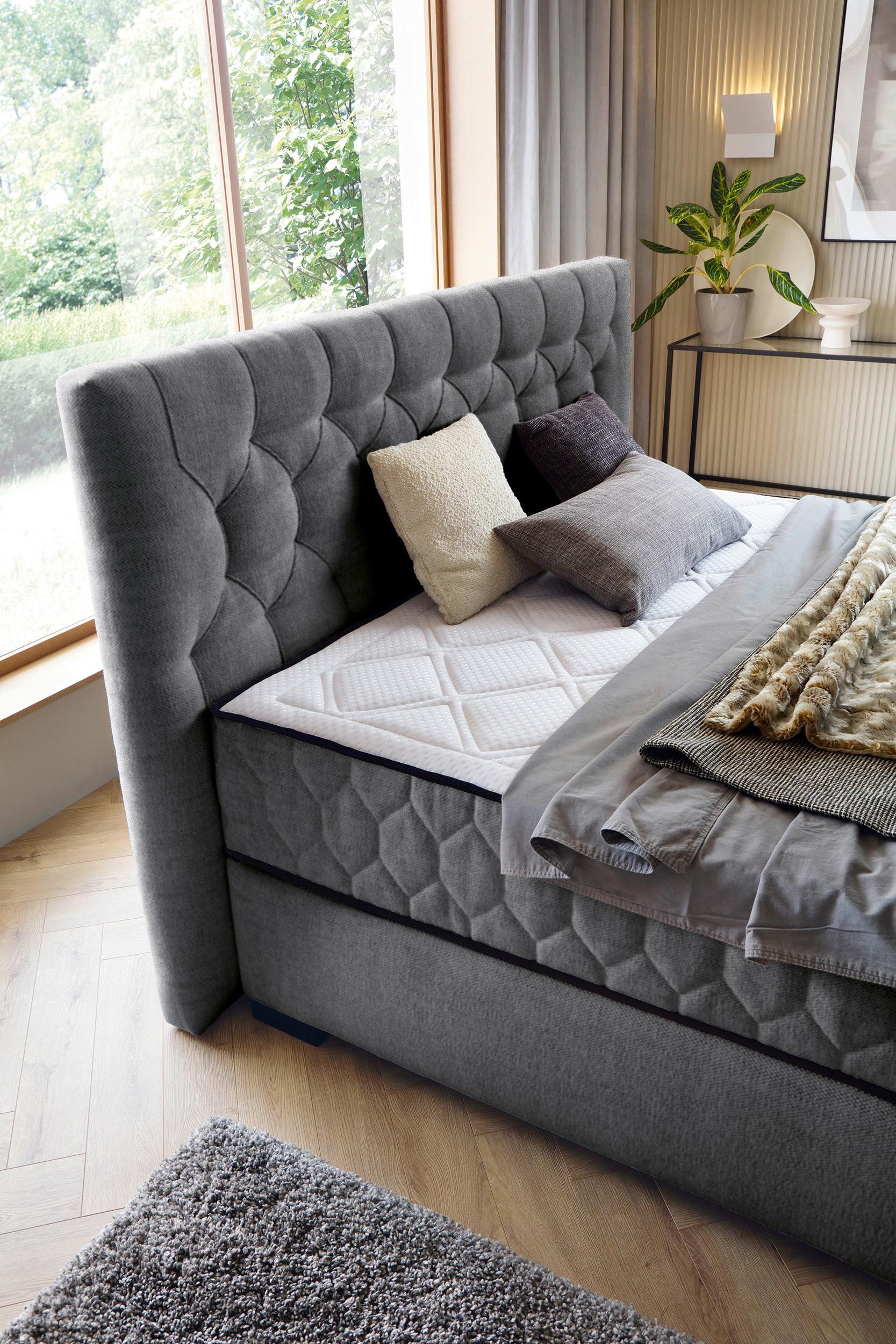 Boxspring Krevet Prestige - tamno siva, Moderno, plastika (180/200cm) - Premium Living