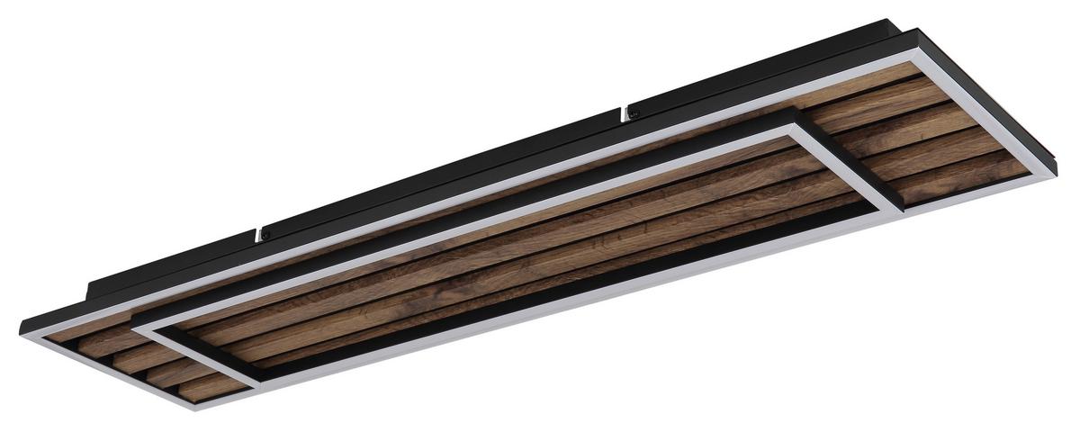 LED-DECKENLEUCHTE 67345D2 WOODY - Weiss/Dunkelbraun, Natur, Holzwerkstoff/Kunststoff (80/20/6cm) - Globo