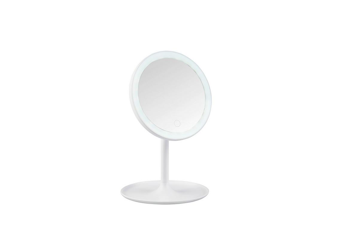 Schminkspiegel Liara Weiß mit LED - Weiß, MODERN, Glas/Kunststoff (18/28,5cm) - Mömax
