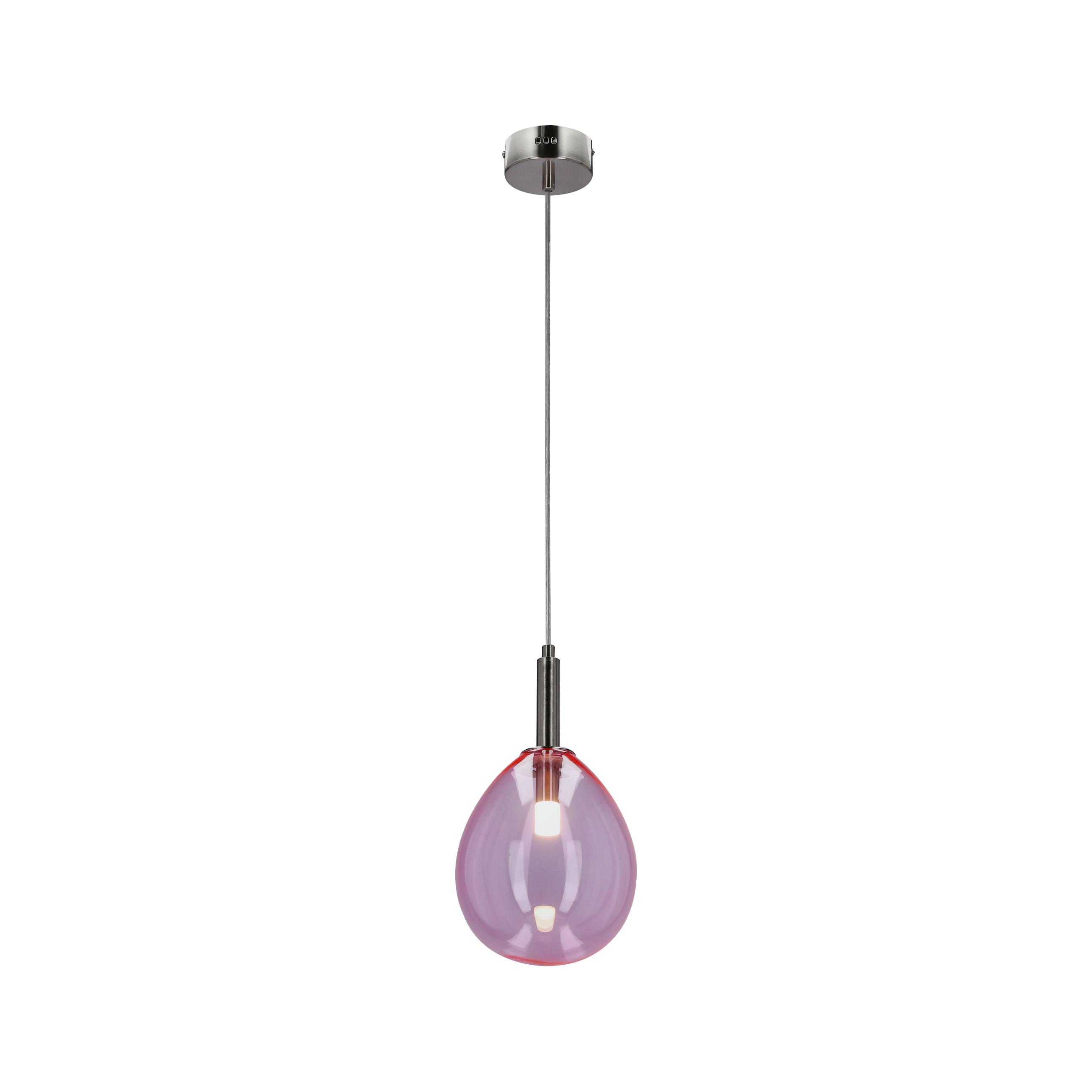 Led Viseća Svjetiljka Lukka - pink/boje kroma, Design, staklo/metal (18/18cm)