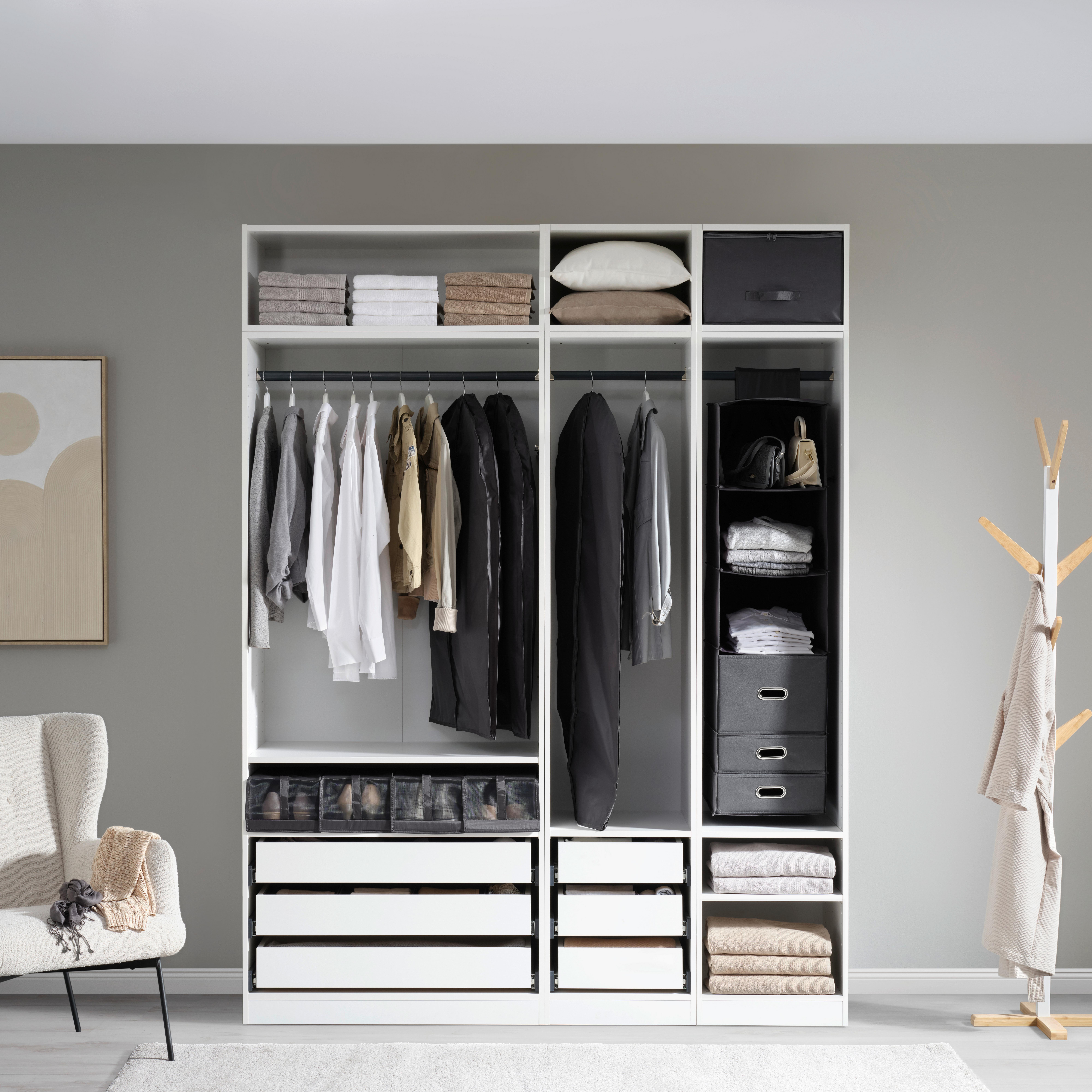 MINIBYRÅ UNIT - L -EXT- - grå, Klassisk, textil - Mömax