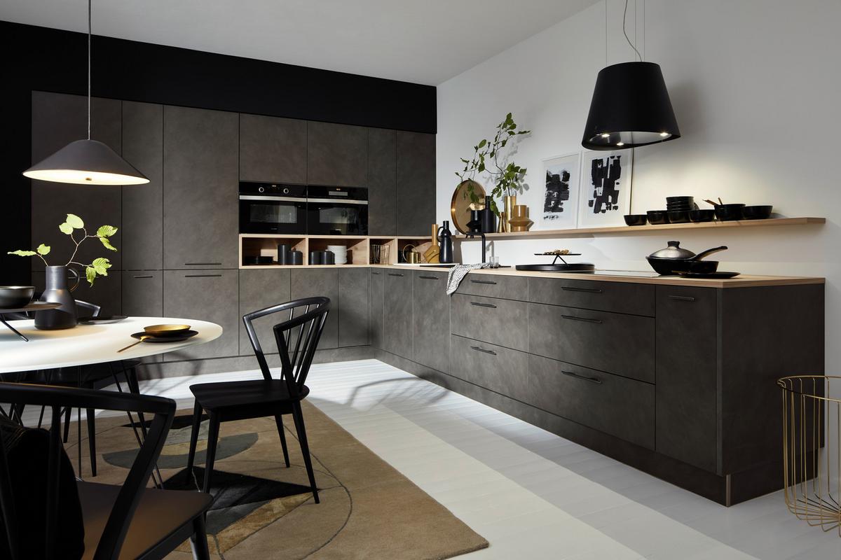 Einbauküche Lucca in Anthrazit - Anthrazit, MODERN, Holzwerkstoff - Nolte Küchen