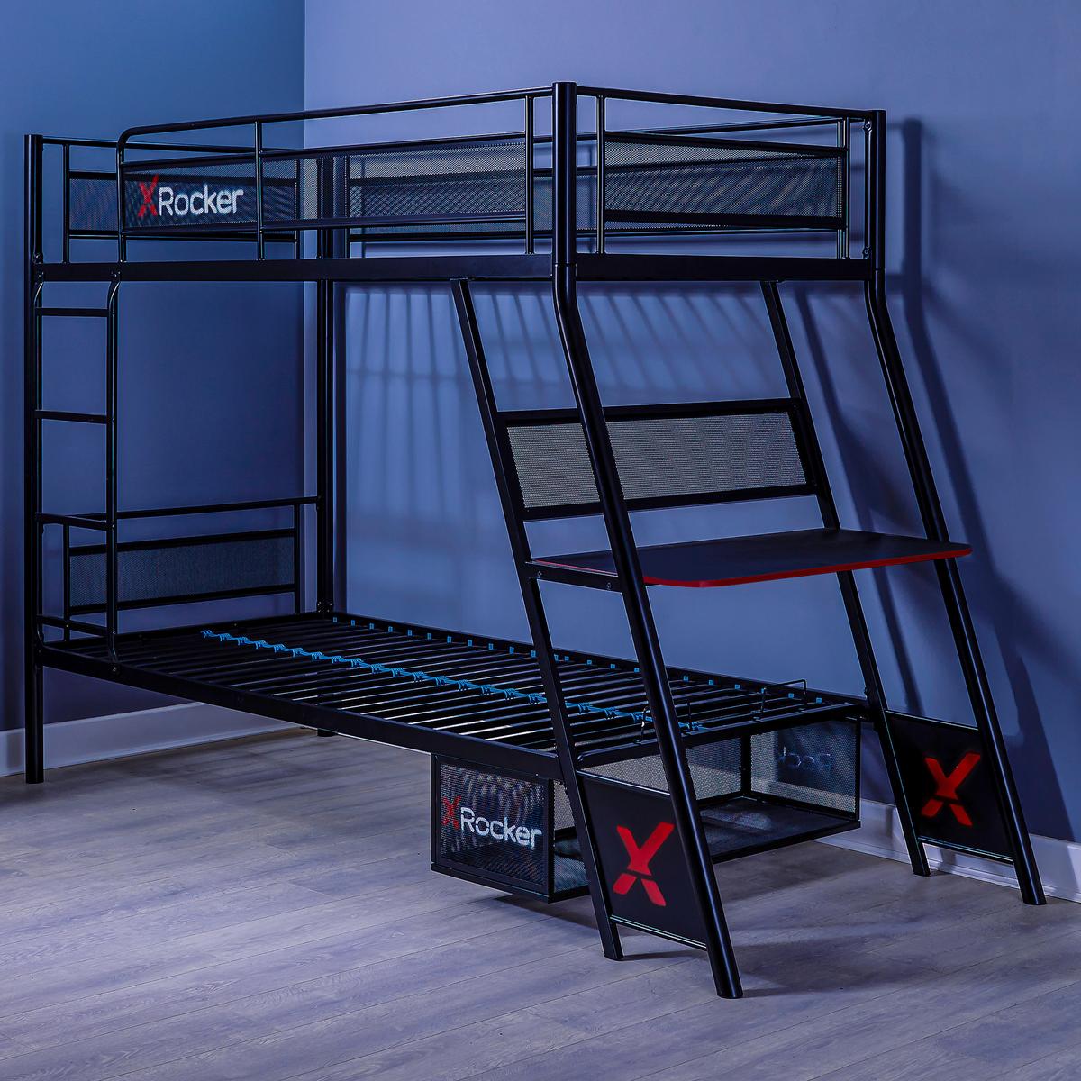 Etagenbett Armanda ca. 90x190cm Schwarz - Schwarz, MODERN, Holzwerkstoff/Metall (90/190cm) - X Rocker