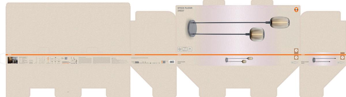 LAMPA STOJĄCA DECOR STICK FLOOR 2XE27 DG - ciemnoszary, Basics, metal (32/146cm) - Osram