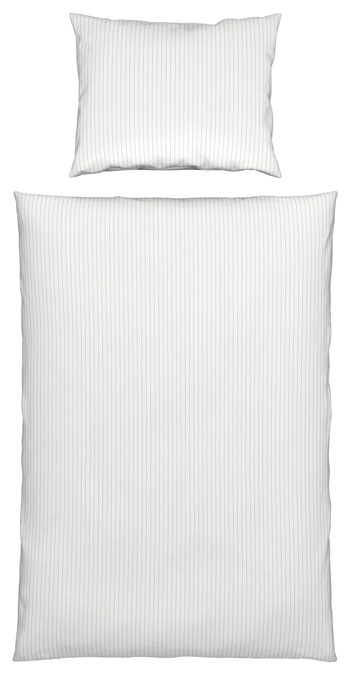 Ágyneműhuzat-garnitúra Kétoldalas Twill Streif - bézs/fehér, Modern, textil (140/200cm) - Mömax
