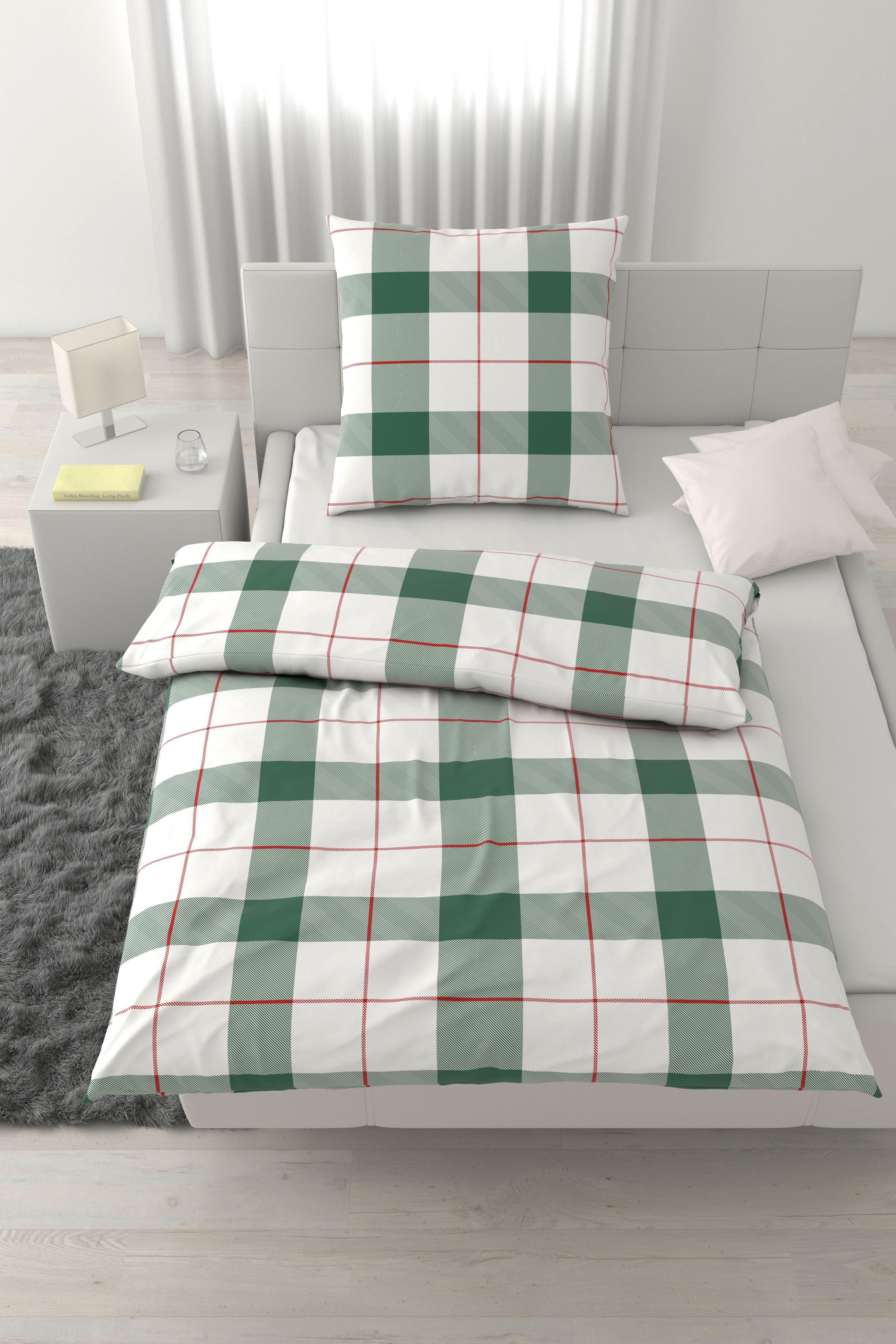 Bettwäsche Karolin Grün/Rot/Weiß ca. 135x200cm - Rot/Weiß, KONVENTIONELL, Textil (135/200cm) - Mömax