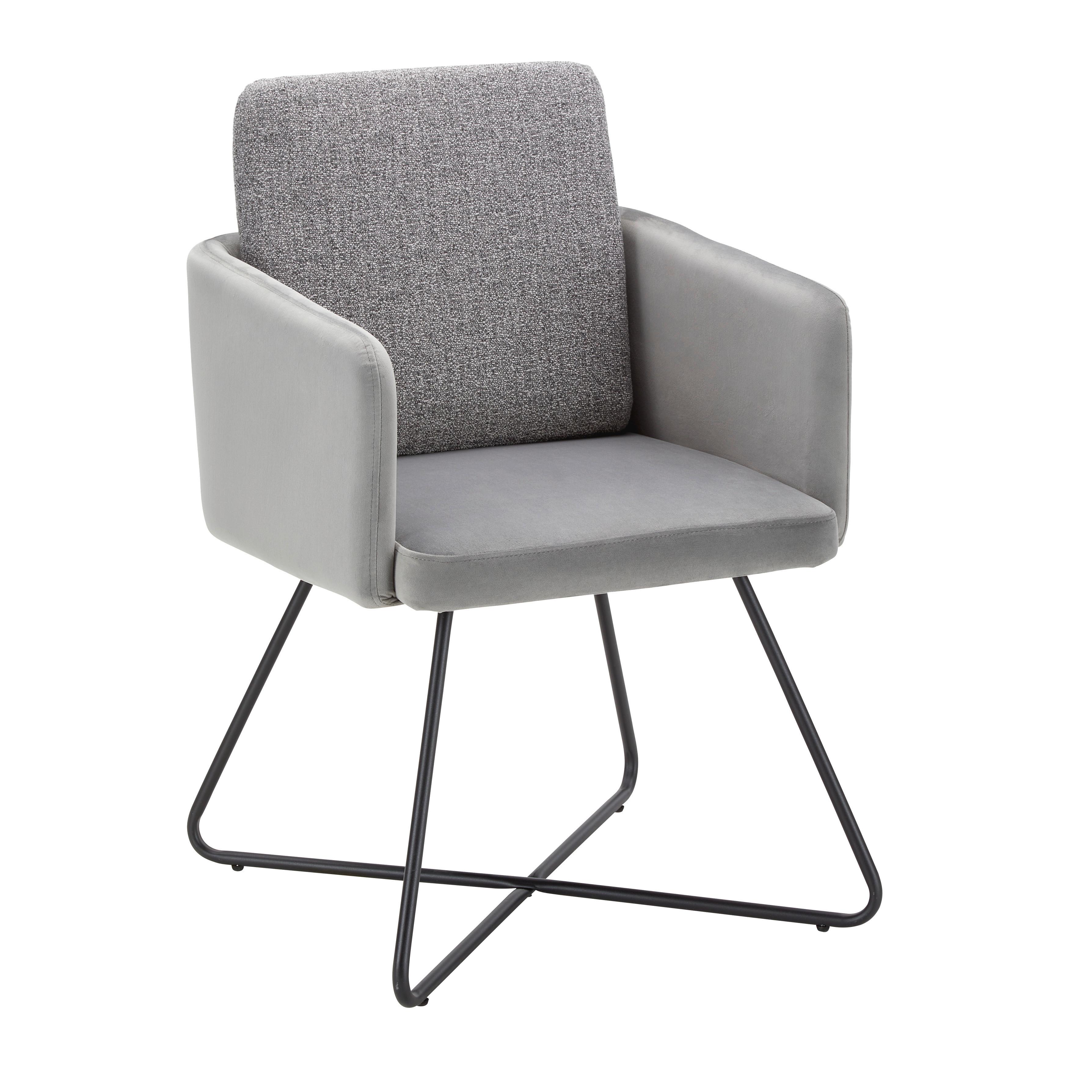 KRZESŁO Z PODŁOKIETNIKAMI MALIA - czarny/szary, Modern, metal/tkanina (57/72,5/61cm) - Bessagi Home