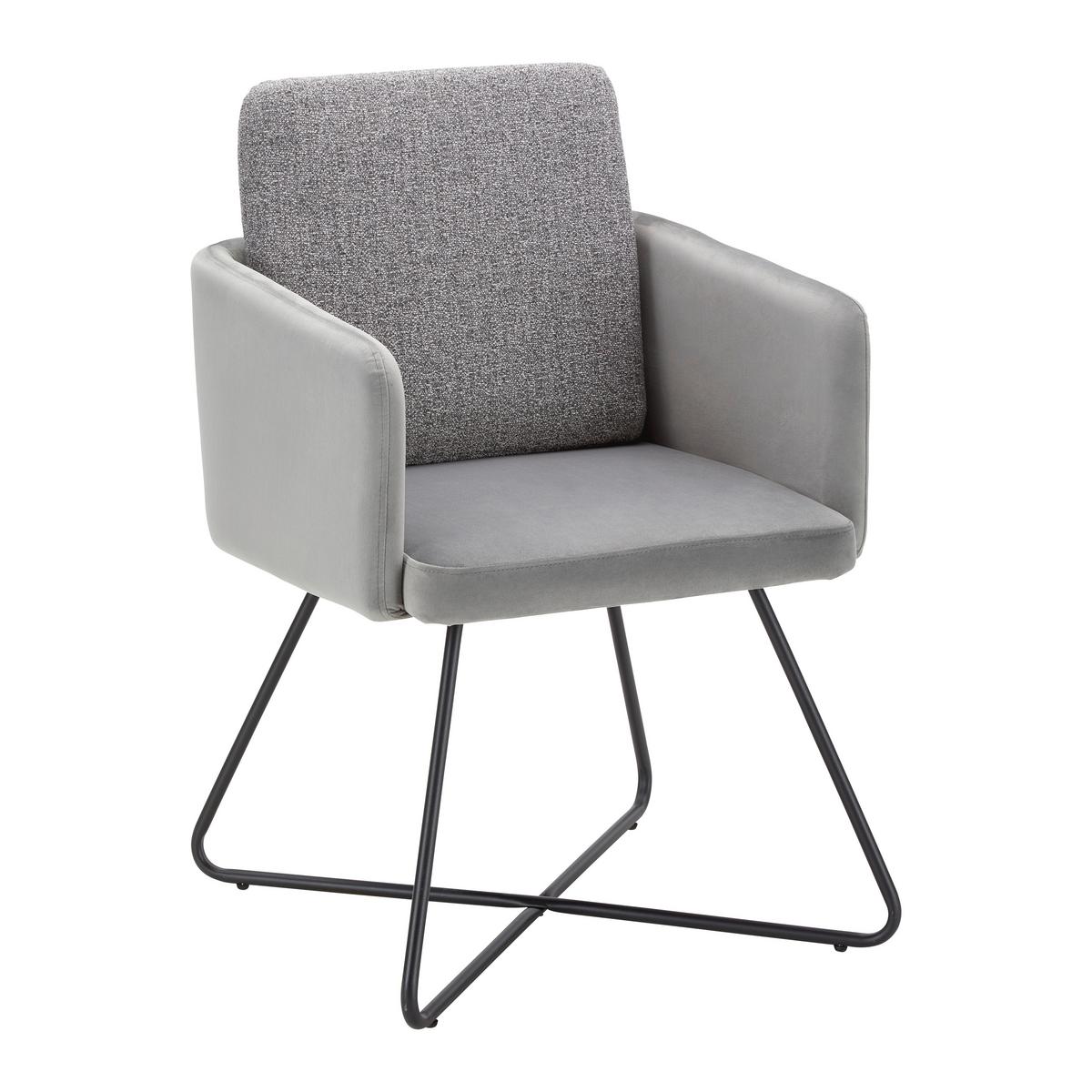 KRZESŁO Z PODŁOKIETNIKAMI MALIA - czarny/szary, Modern, metal/tkanina (57/72,5/61cm) - Bessagi Home