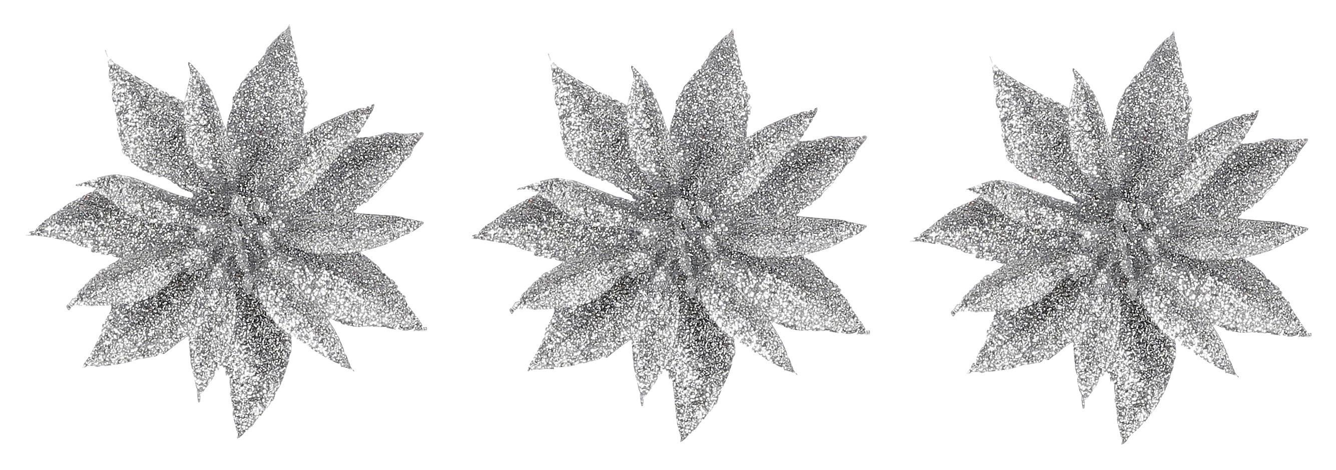 Dekor Virág Poinsettia - ezüstszínű, Konventionell, műanyag (10/3cm) - Modern Living