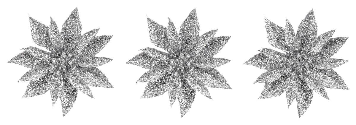 Dekor Virág Poinsettia - ezüstszínű, Konventionell, műanyag (10/3cm) - Modern Living