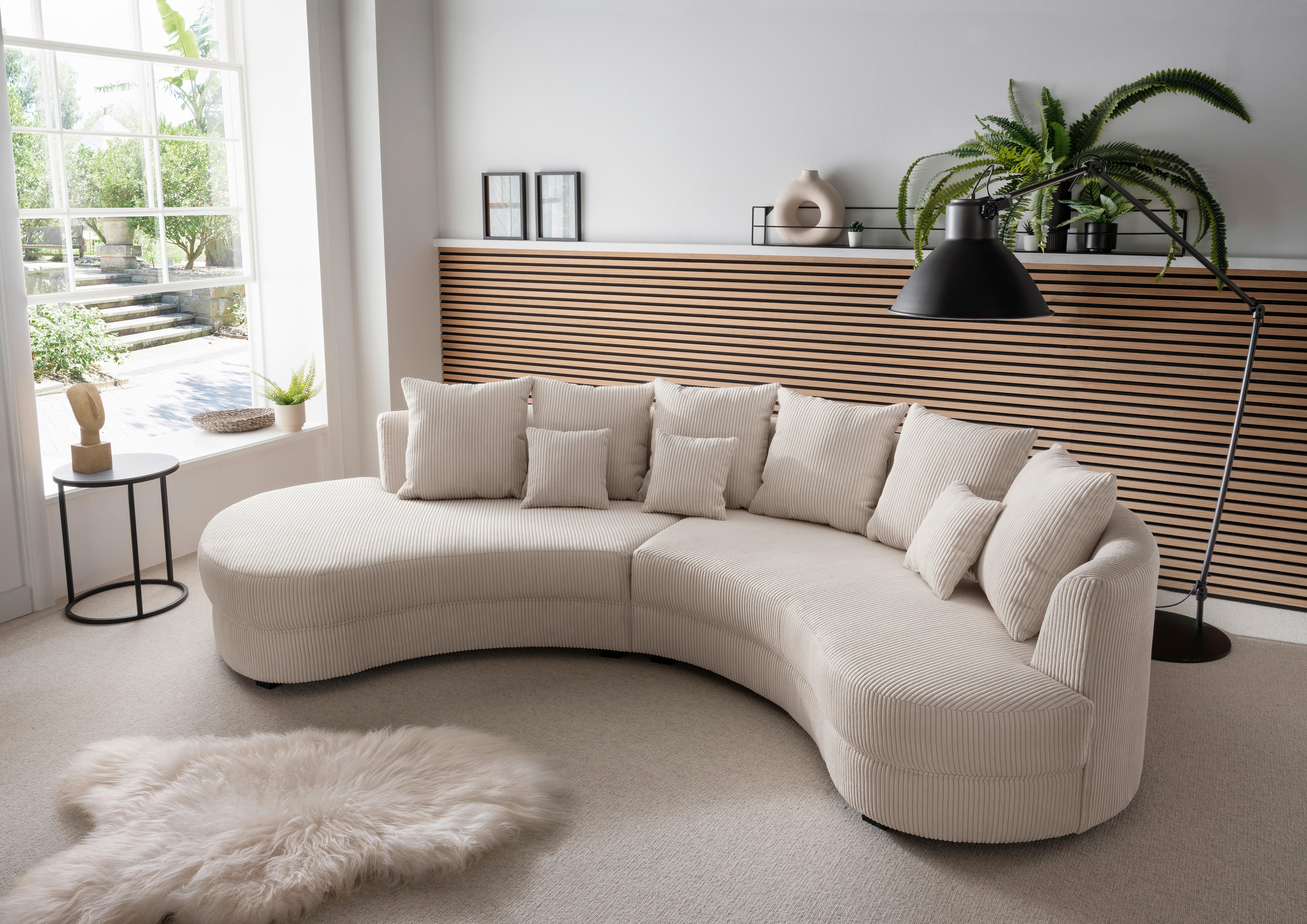 Wohnlandschaft Limoncello Beige Cord - Beige/Schwarz, Design, Kunststoff/Textil (160/300cm) - Livetastic