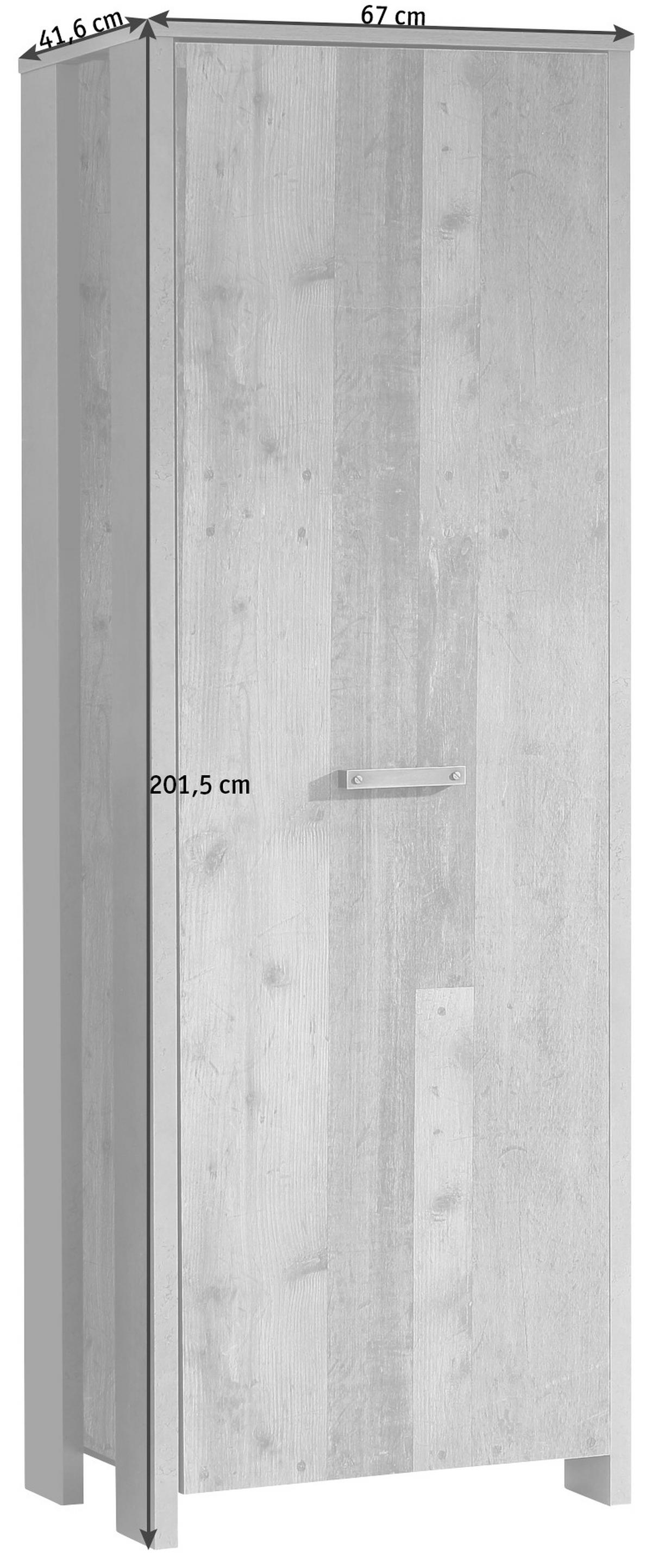 Garderobna Omara Clif, Barva Hrasta, Temno Siva - temno siva/barve hrasta, Trend, umetna masa/leseni material (67/201,5/41,6cm) - Carryhome