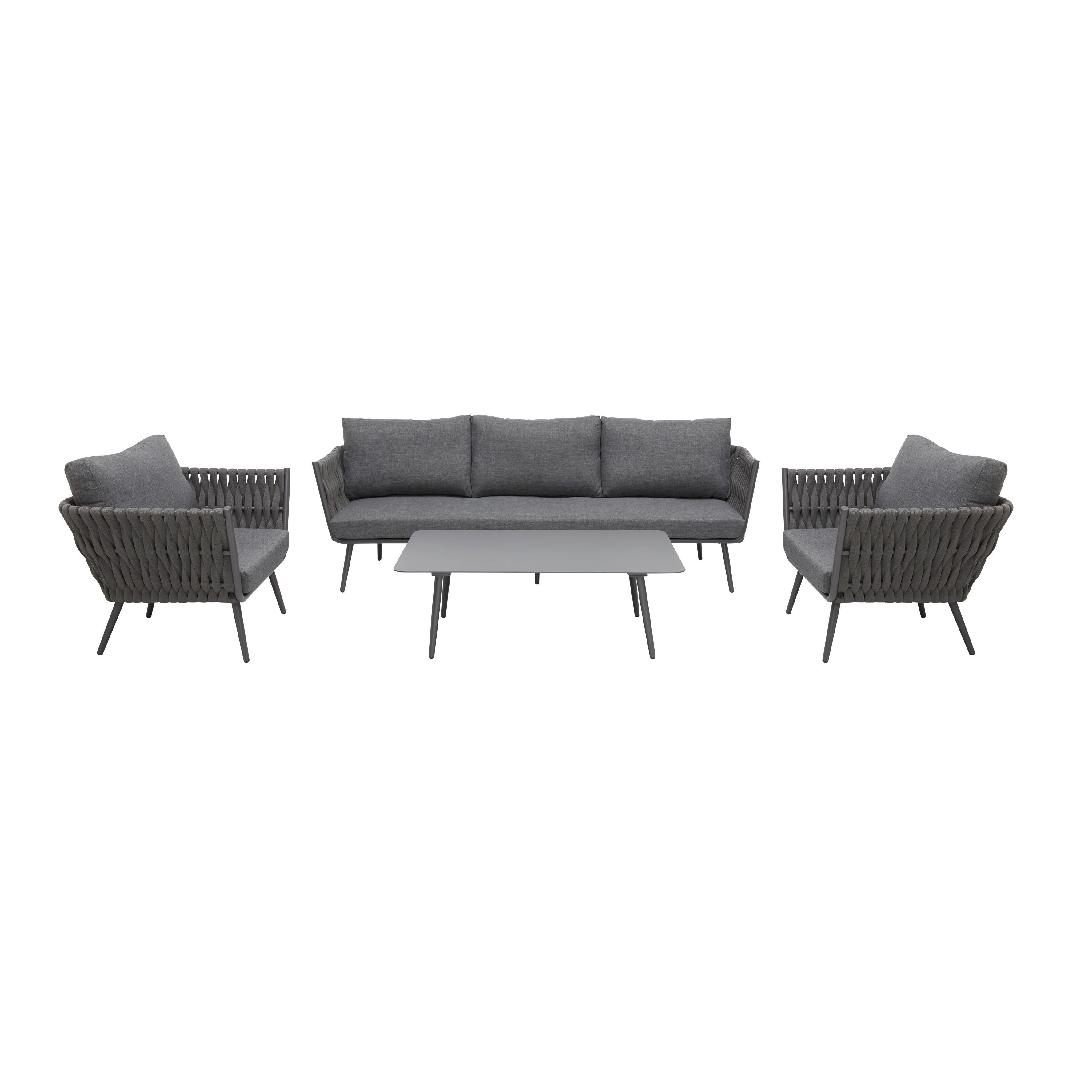 LOUNGEGARNITUR MILA - Dunkelgrau, MODERN, Textil/Metall (236/69/70cm) - Bessagi Garden