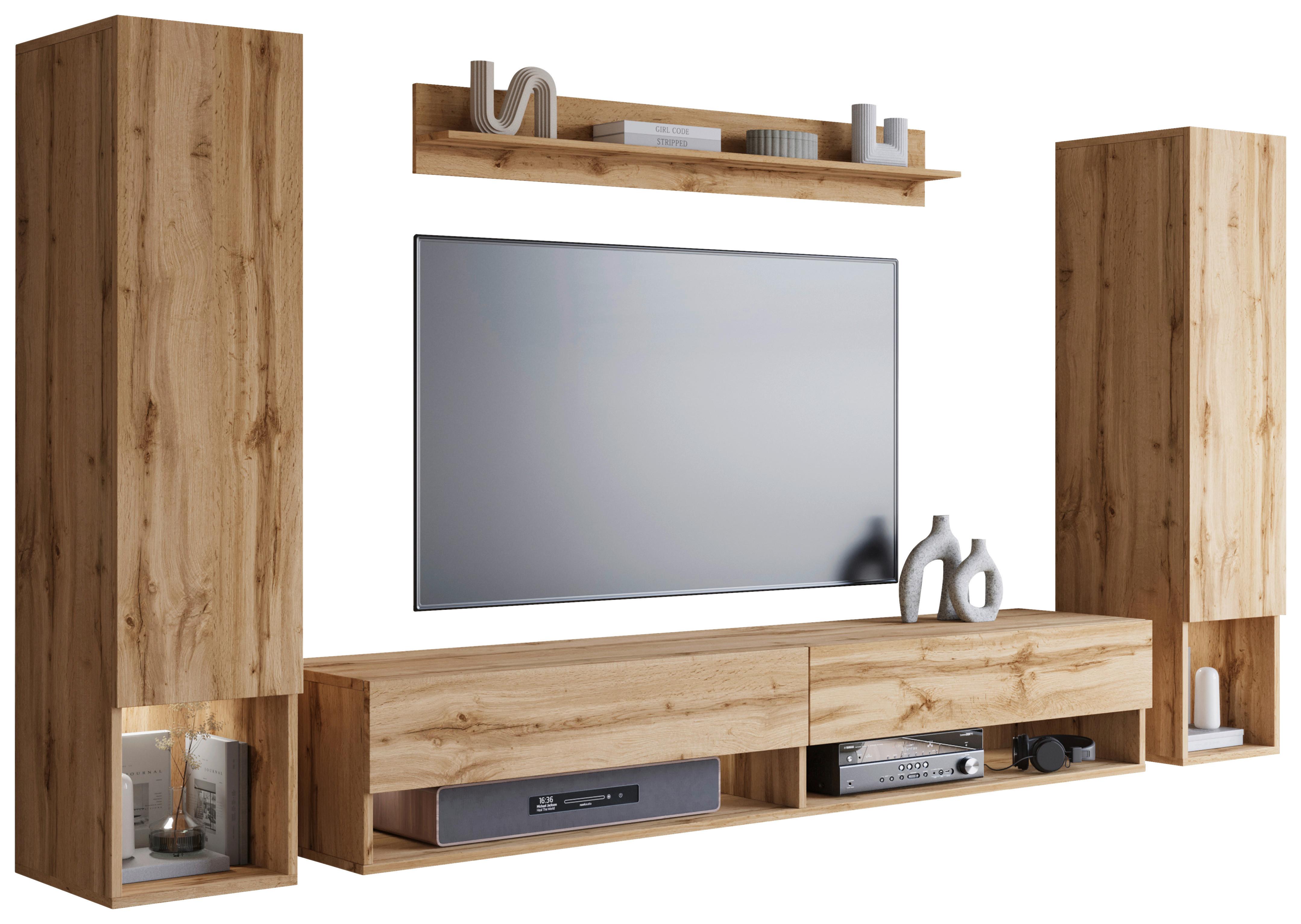 Dnevni Regal Amadeo 2, Barva Hrasta Wotan, 4-Delno - hrast wotan, Basics, leseni material (245/130/32cm) - P & B