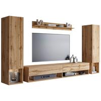 Wohnwand Amadeo Eiche Wotan ca. 245x130x32cm - Eiche Wotan, Basics, Holzwerkstoff (245/130/32cm) - P & B