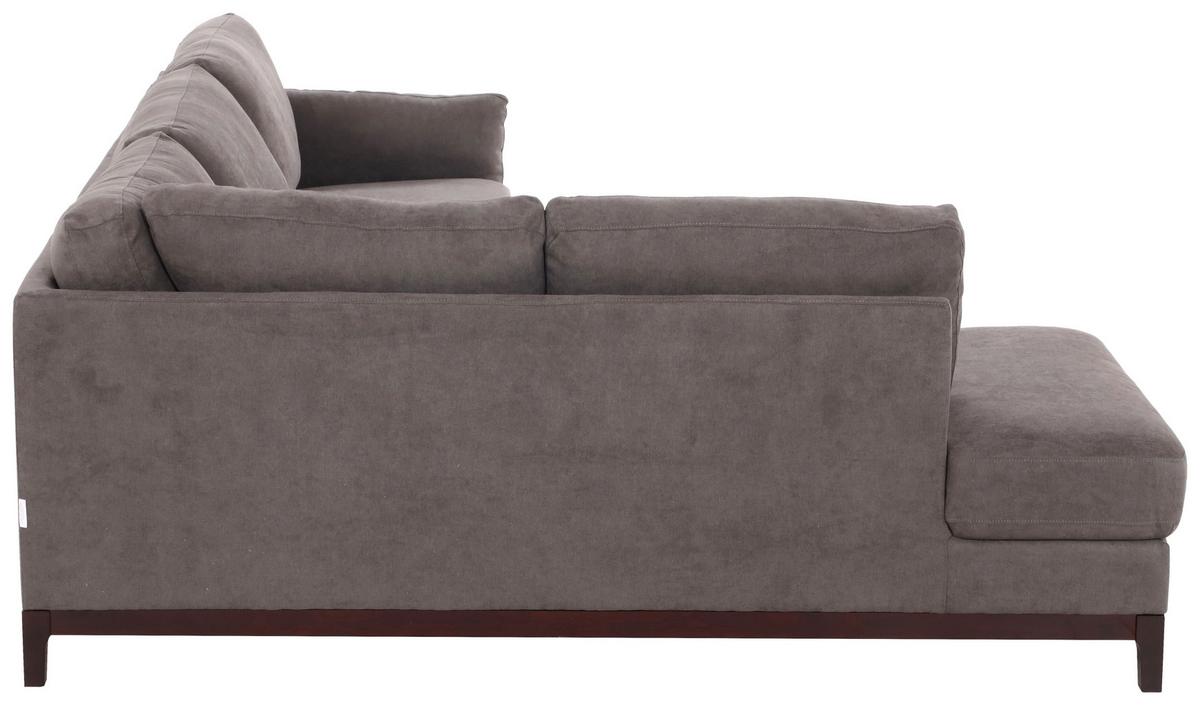 NAROŻNIK BRISTOL - szary/brązowy, Basics, tkanina/drewno (210/278cm) - MID.YOU
