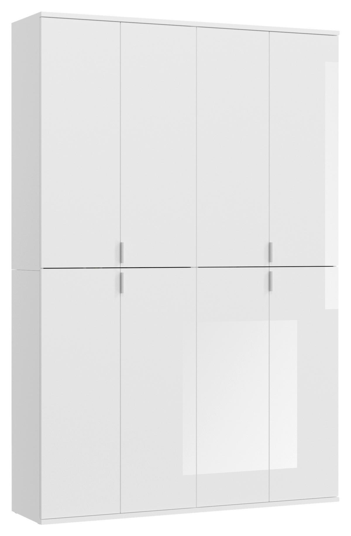 Ormar S Klasičnim Vratima Projekt X - bijela/bijela visoki sjaj, Moderno, drvni materijal/metal (122/193/34cm) - Modern Living