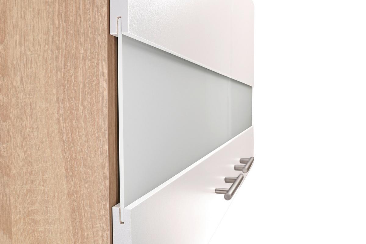 Kuhinjska Zgornja Omarica Merle, Barva Hrasta, Bela - srebrne barve/barve hrasta, Basics, kovina/steklo (100/56,1/34,6cm) - Respekta