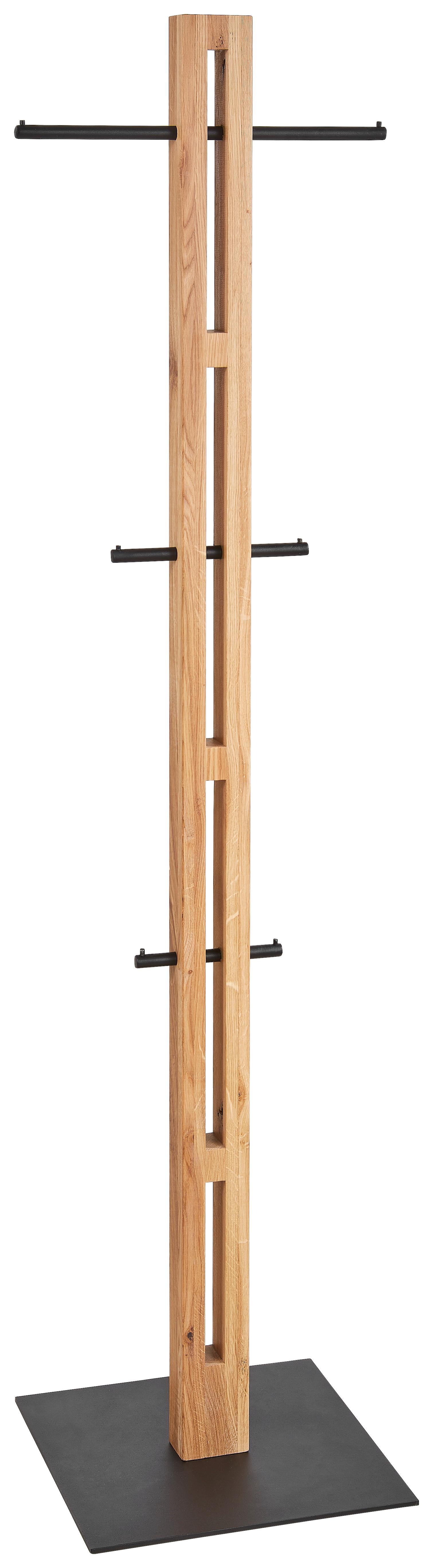 STOJAK NA UBRANIA HALBERT I - kolor dębowy/czarny, Natur, metal/drewno (45/174,9/40cm) - Linea Natura
