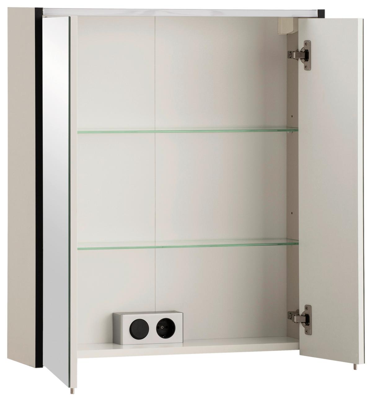 Spiegelschrank Edda 2-türig Creme/Beige m. LED - MODERN, Glas/Holzwerkstoff (63,5/72,4/17,5cm) - MID.YOU