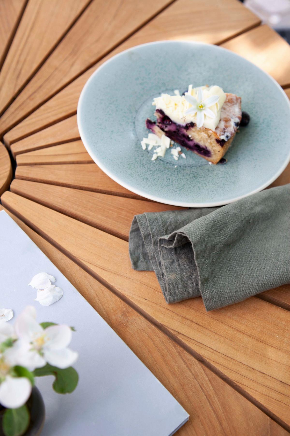 Gartentischgruppe Parc Anthrazit/Teak 3-tlg. - Anthrazit/Teakfarben, Natur, Holz/Metall (120/120/80cm) - Gardenson