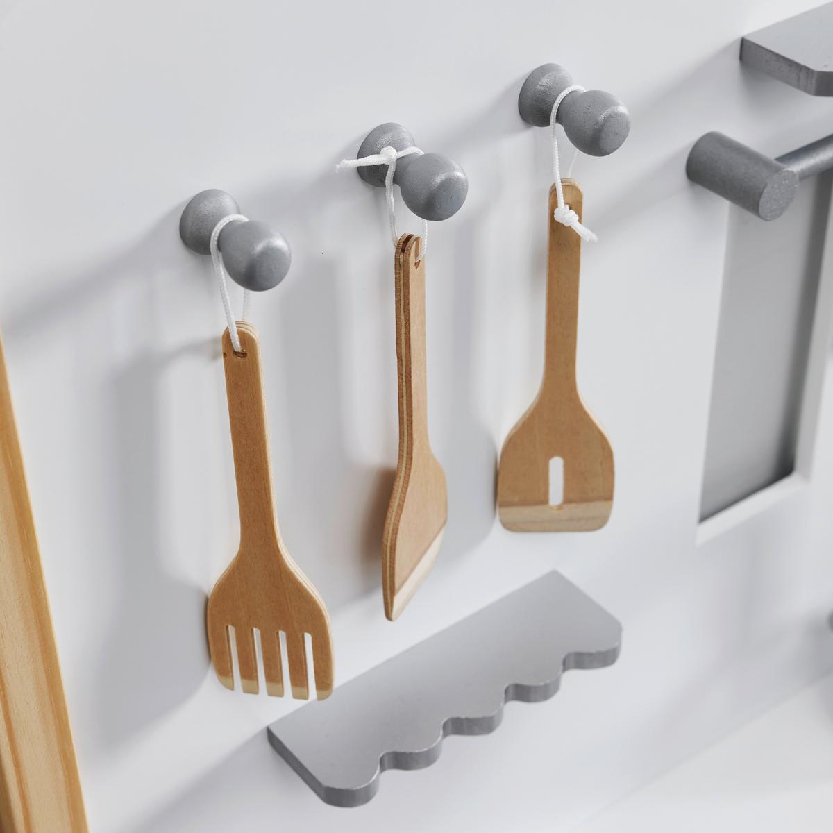 Kinderküche Molly Grau/Weiß Echtholz/MDF - Weiß/Grau, MODERN, Holz (60/100/30cm) - Bessagi Kids