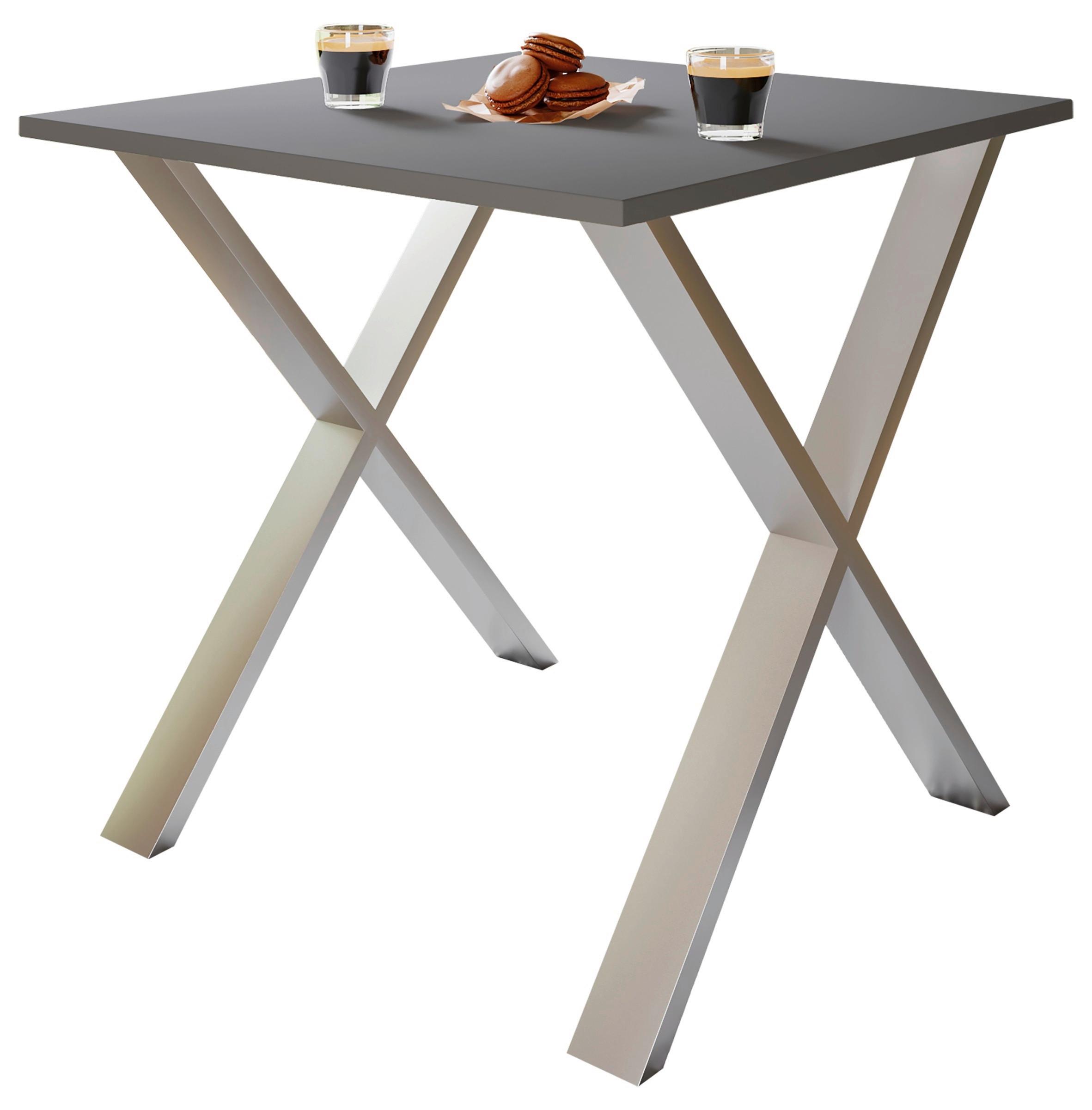 Schreibtisch Lona - Anthrazit/Silberfarben, Design, Holzwerkstoff/Metall (80/76/80cm) - MID.YOU