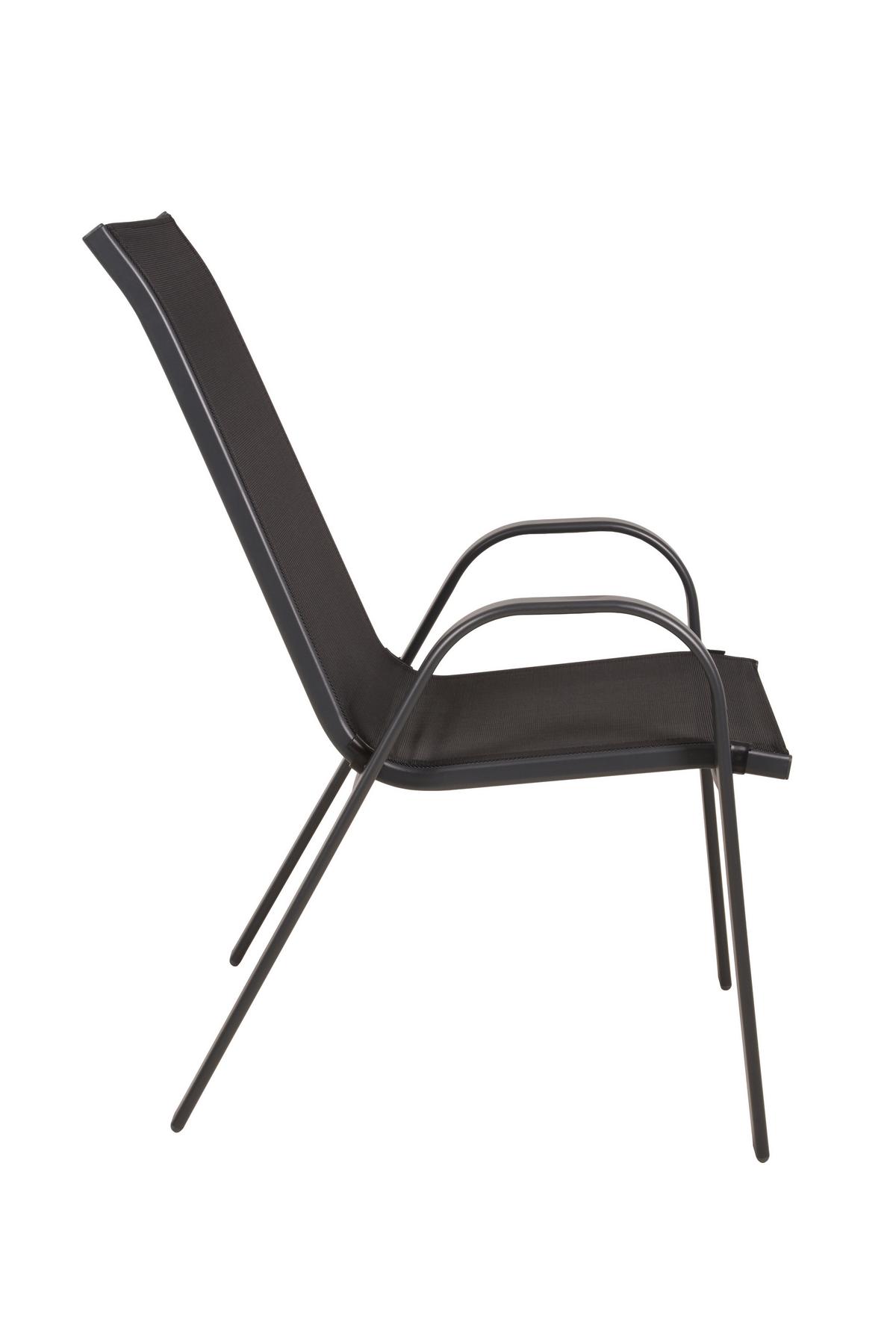 GARTENSTUHL-SET STAPELST. RIONA ANTHR,2ER SET - Anthrazit/Schwarz, MODERN, Kunststoff/Metall (55/94/73cm) - Gardenson