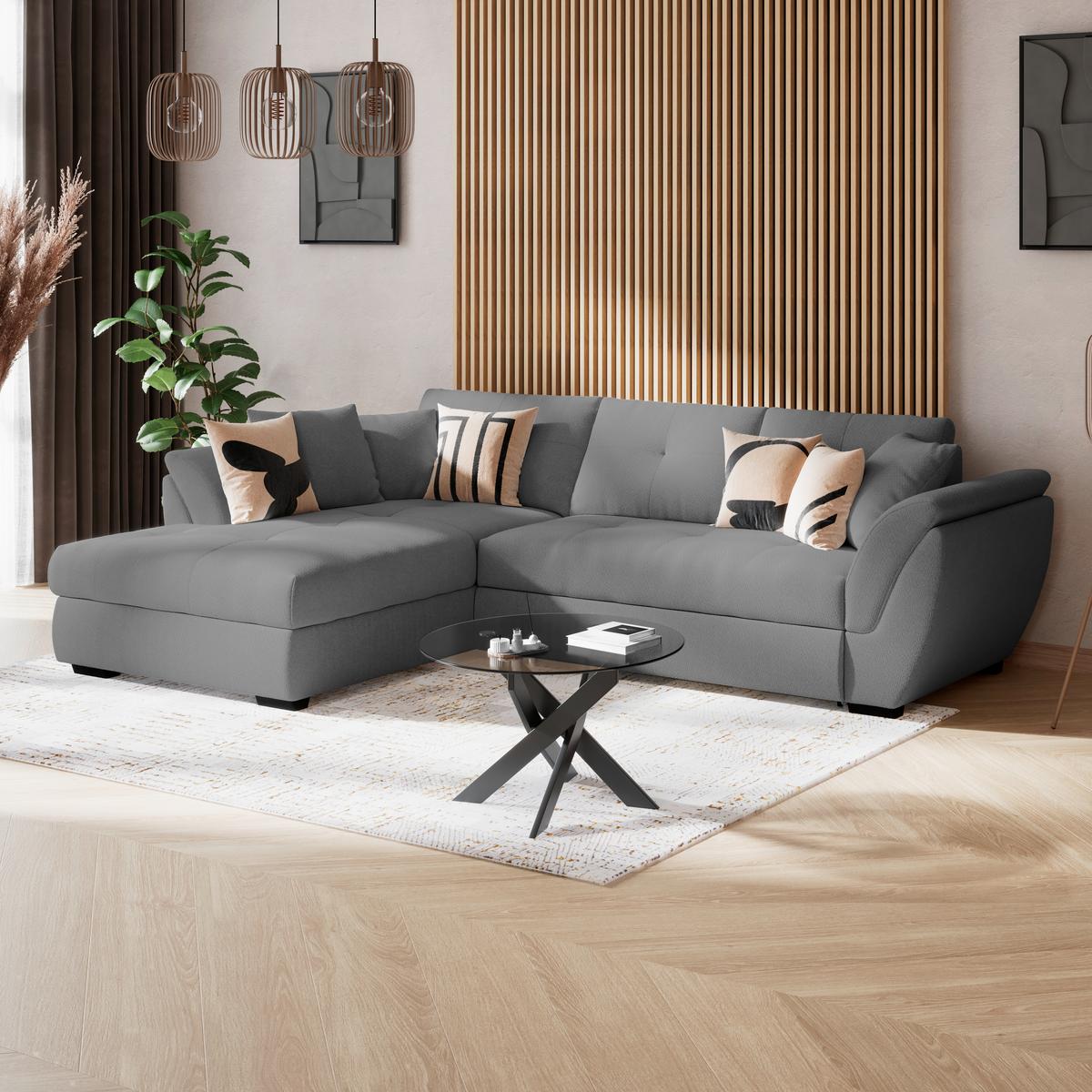 Kutna Garnitura Berisso - crna/antracit, Konvencionalno, tekstil/plastika (187/278cm) - Ondega