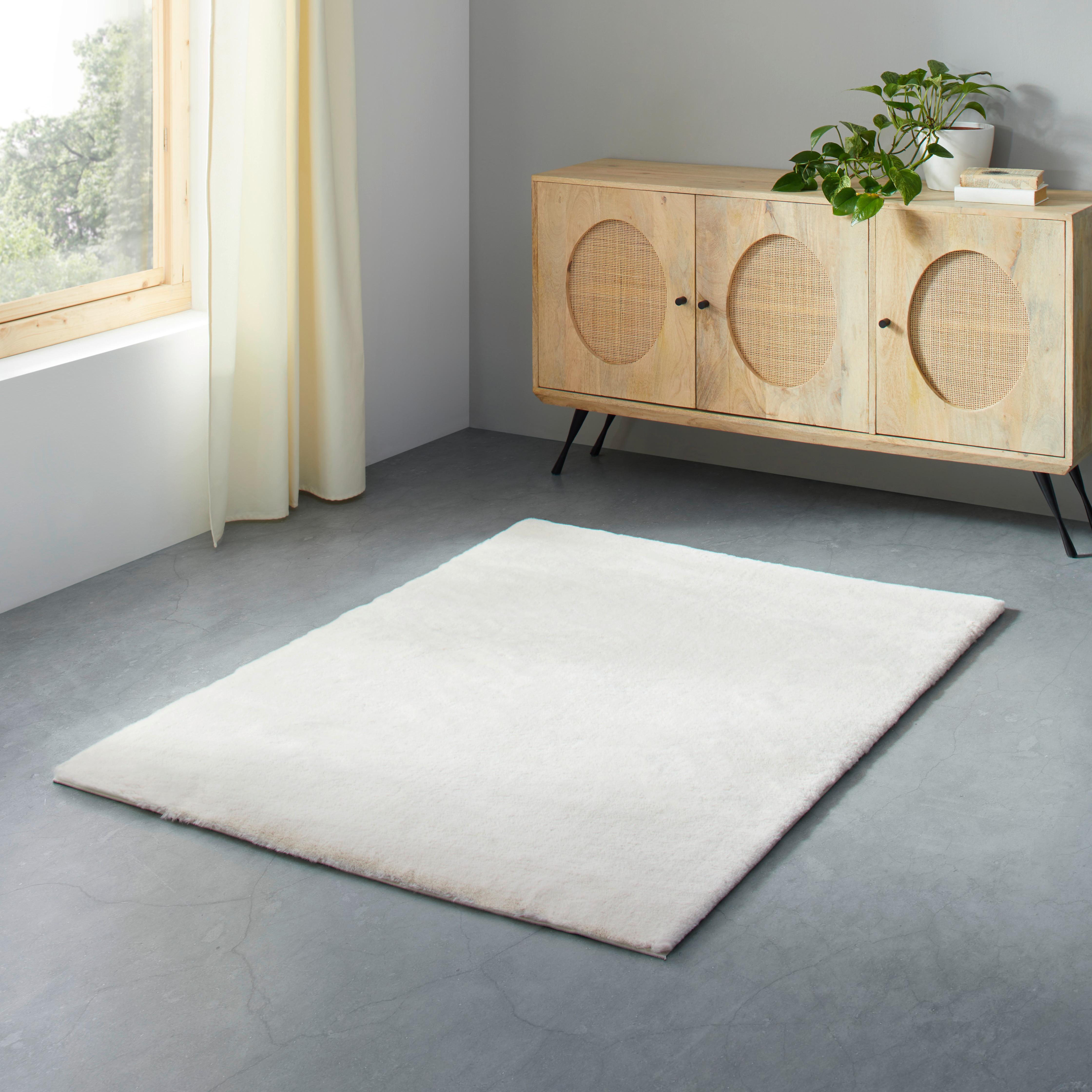 VÄVD MATTA FUZZY 2 - cremefärgad, Modern, textil (120/170cm) - Mömax