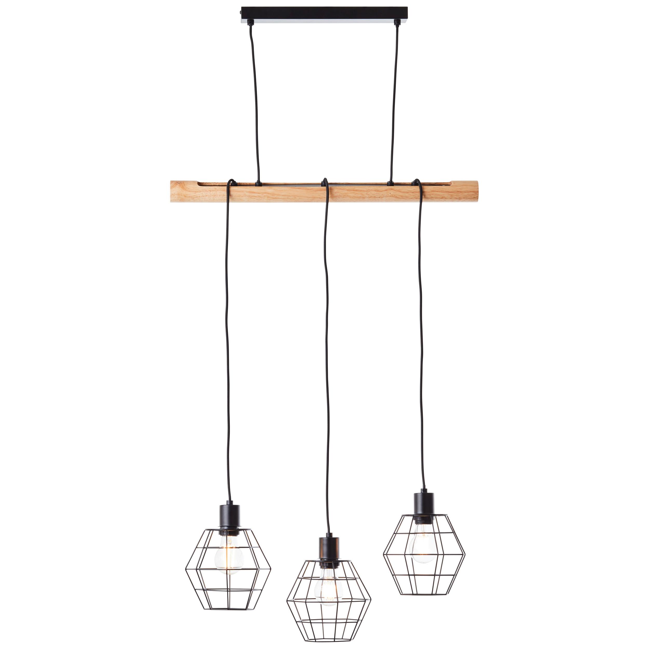 LAMPA ZWIESZANA 99606/76 OTTAWA PE3 - czarny/jasnobrązowy, Natur, metal/drewno (63/120/17,5cm) - Brilliant