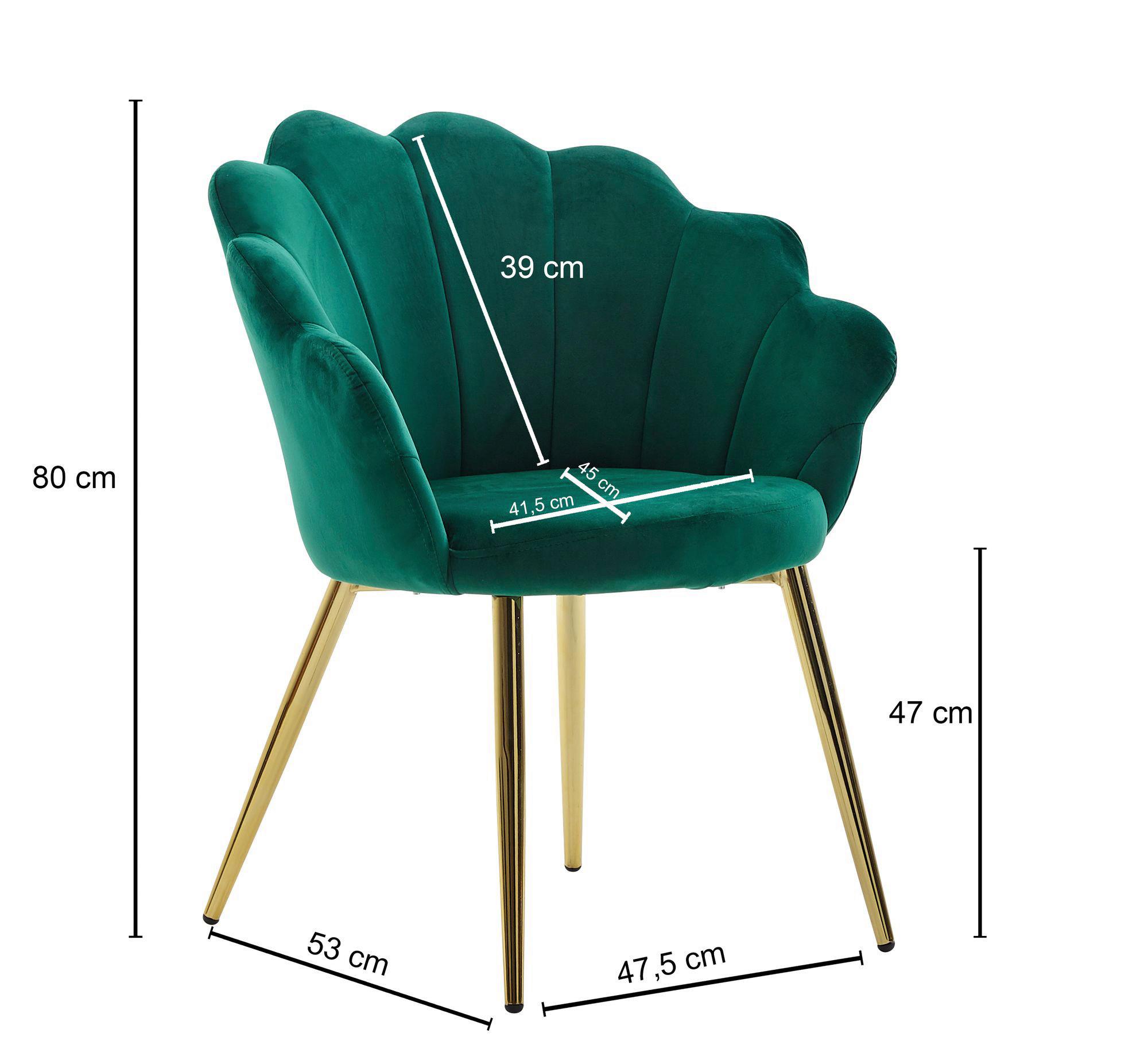 Naslanjač Wl6.439 - zlate barve/zelena, Moderno, kovina/tekstil (58/80/53cm) - MID.YOU