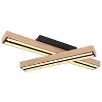 Deckenleuchte in Schwarz max. 24 Watt - Opal/Schwarz, Basics, Kunststoff/Metall (51,5/36,5/11cm) - Globo